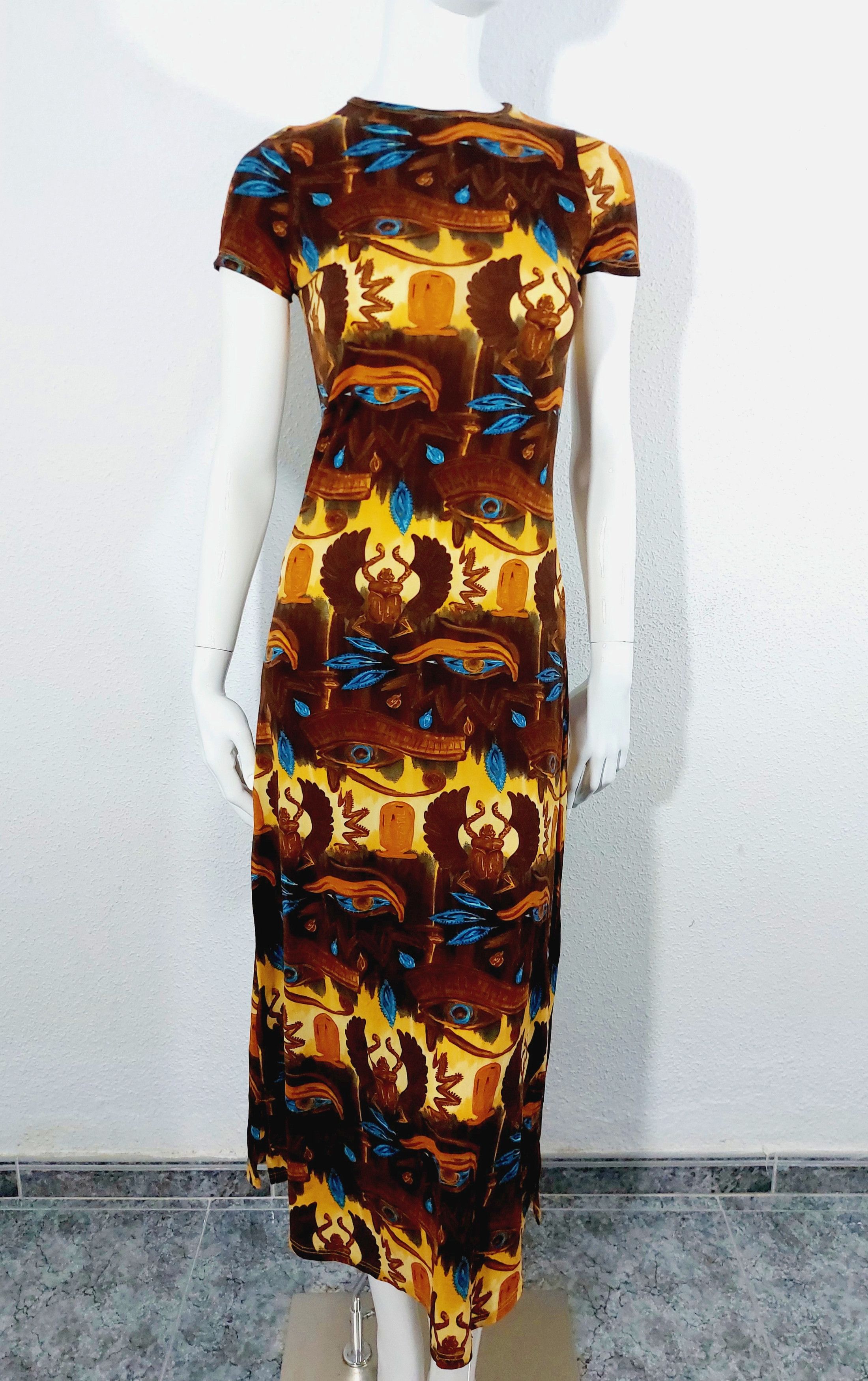 Jean Paul Gaultier Jean Paul Gaultier Egypt 1997 Horus Scarab Hieroglyph Dress Size S / US 4 / IT 40 - 17 Thumbnail