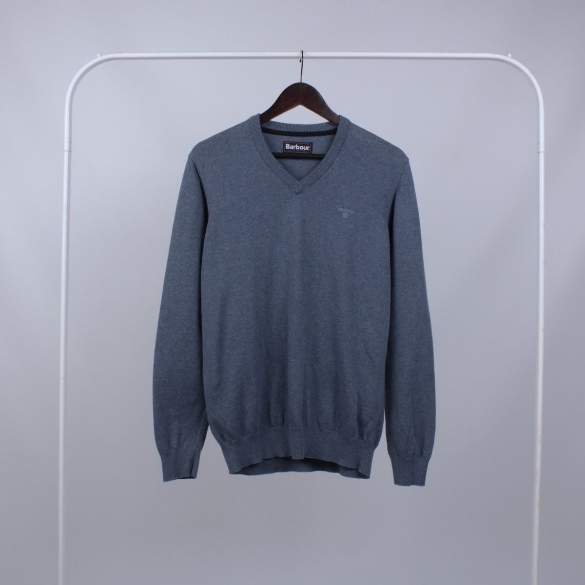 Barbour BARBOUR Cotton Blue V-neck Jumper Sweater Pullover Size US M / EU 48-50 / 2 - 2 Thumbnail