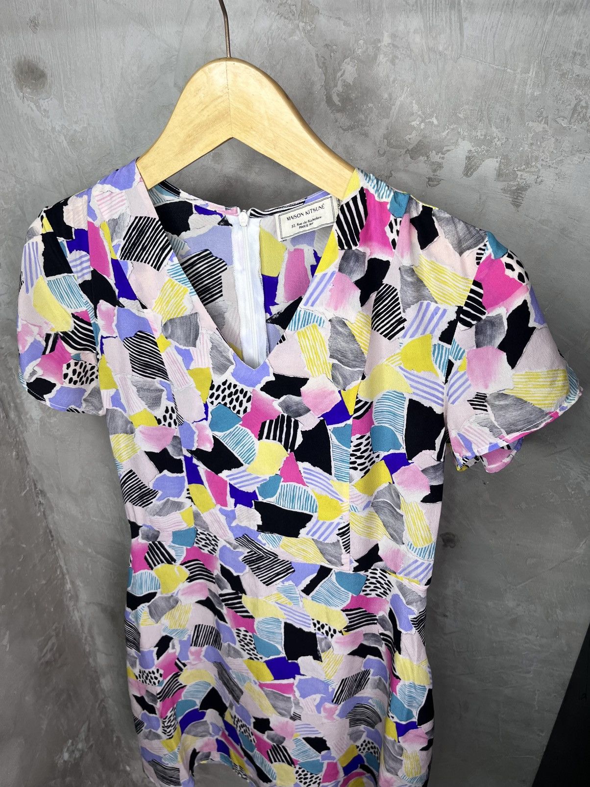 Maison Kitsune SS15 MAISON KITSUNE Abstract Patchwork Midi Dress Size XS / US 0-2 / IT 36-38 - 3 Thumbnail