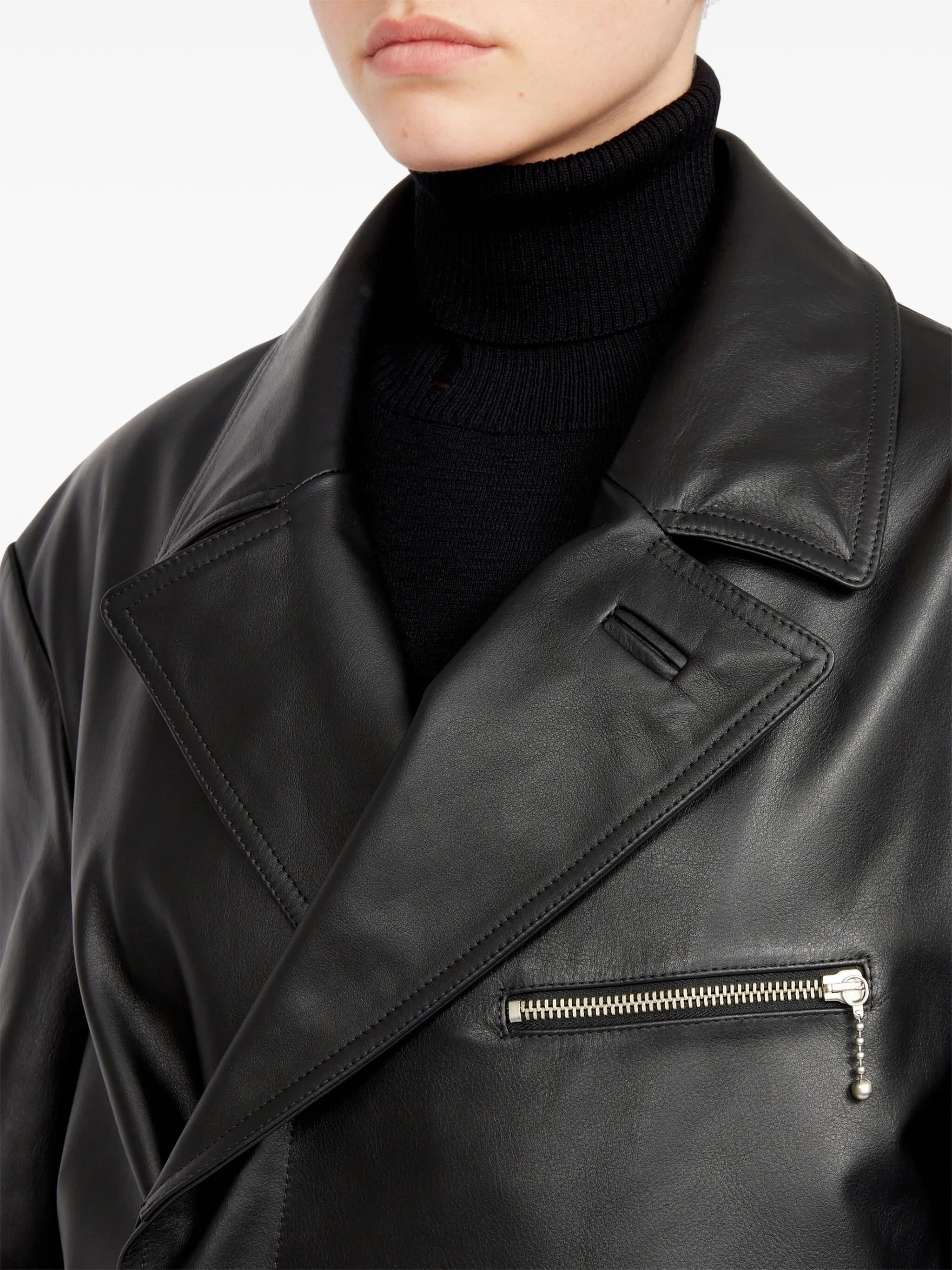 Maison Margiela oc11z0925 Zip-detailing Leather Jacket in Black Size XS / US 0-2 / IT 36-38 - 7 Thumbnail