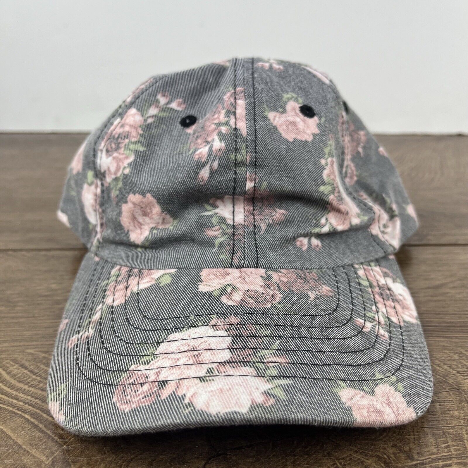Other Pink Flower Hat Gray Cap Adjustable Hat Gray Adult Fit Hat Size ONE SIZE - 5 Thumbnail