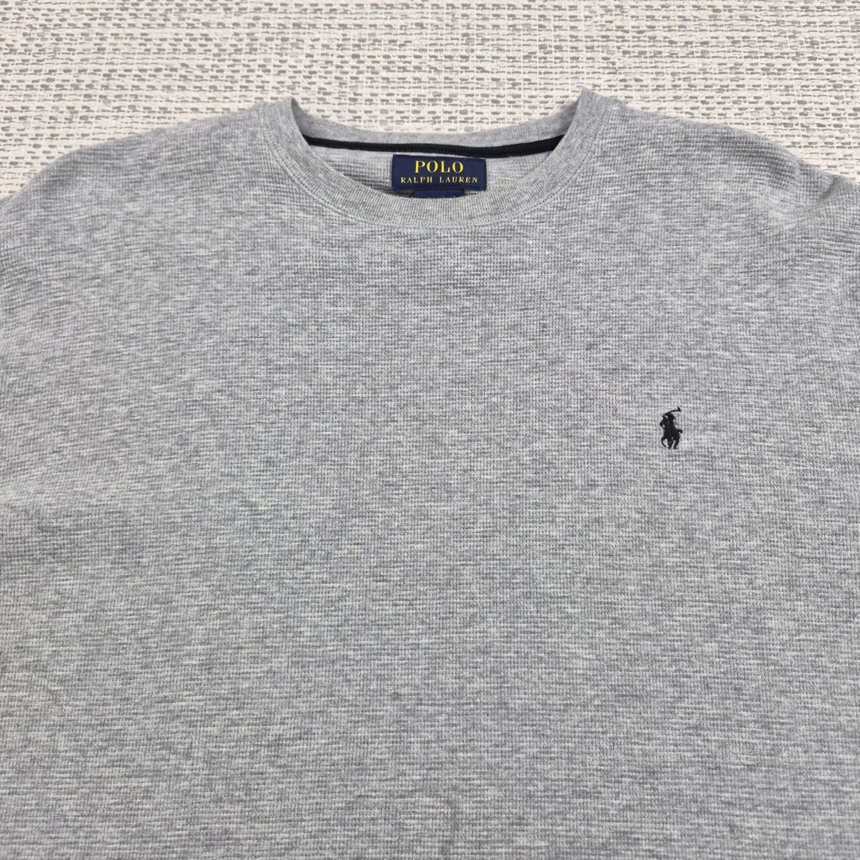Polo Ralph Lauren Polo Ralph Lauren Shirt Mens XL Gray Waffle Knit Long Sleeve Crewneck Logo Tee Size US XL / EU 56 / 4 - 4 Thumbnail