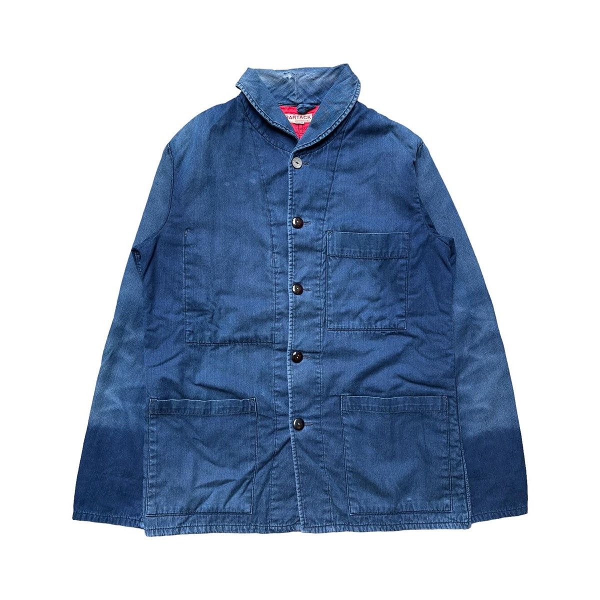 image of Vintage 90's Bartack Usn Shawl Collar Indigo Denim Jacket, Men's (Size Medium)