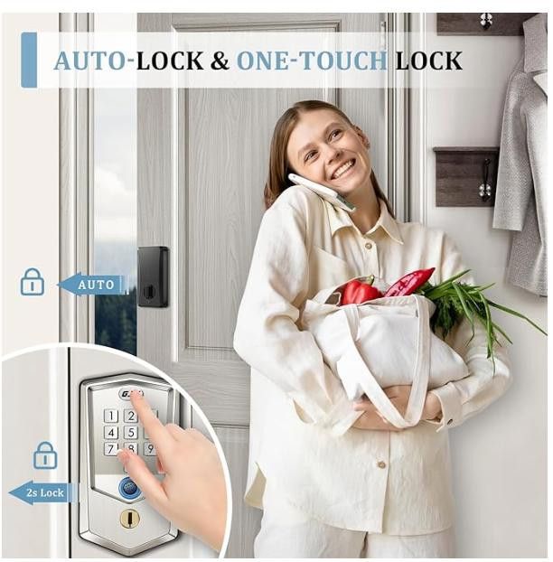 NBDN Nobrandedon Keyless Entry Door Lock, Fingerprint Deadbolt & Auto-Lock Size ONE SIZE - 5 Thumbnail