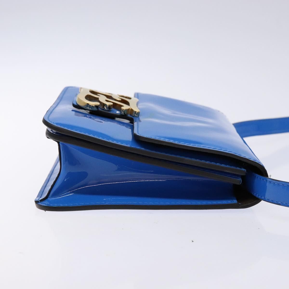 Fendi FENDI Curligraphy Shoulder Bag Patent Leather Blue Size ONE SIZE - 4 Thumbnail