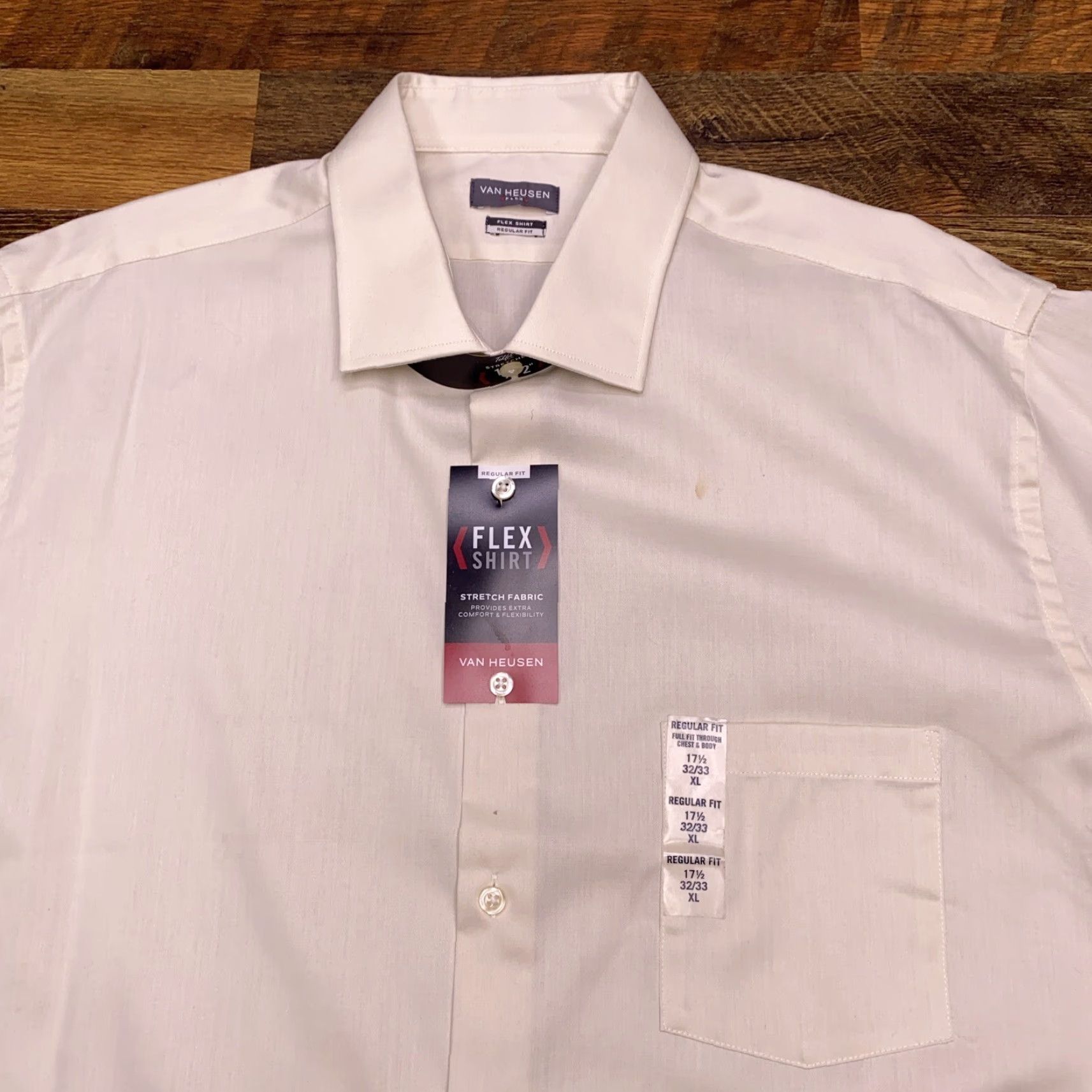 Van Heusen Van Heusen Shirt Mens 4XL Regular Beige Cotton Blend Knit Long Sleeve Button-Up Stretch Casual Workwear Larg e Logo Size US XXL / EU 58 / 5 - 4 Thumbnail