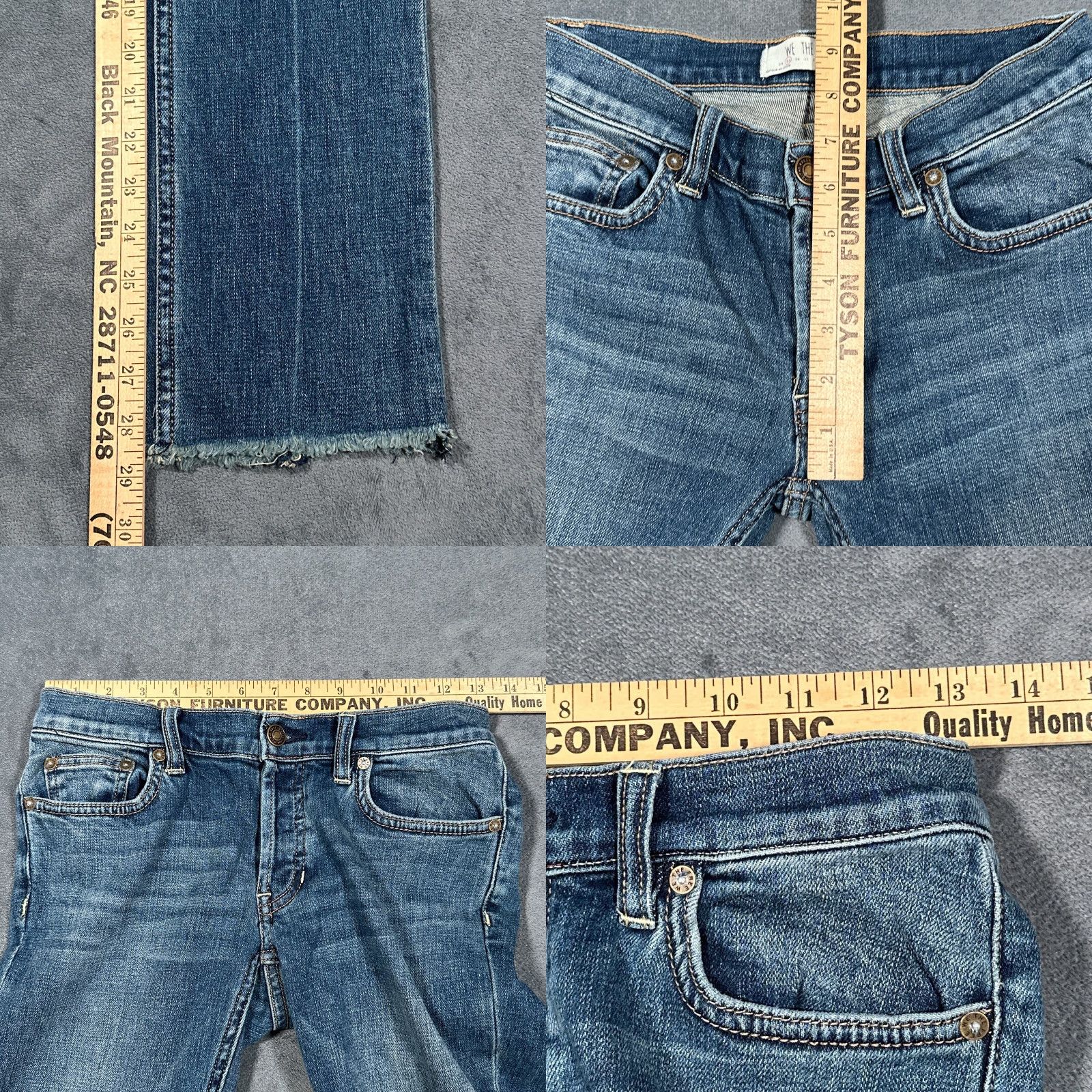 Vintage We The Free Jeans Women’s 25 Blue Medium Wash Frayed Raw Hem Button Fly Regular Fit 90s Style Size 42" / US 20 - 8 Thumbnail