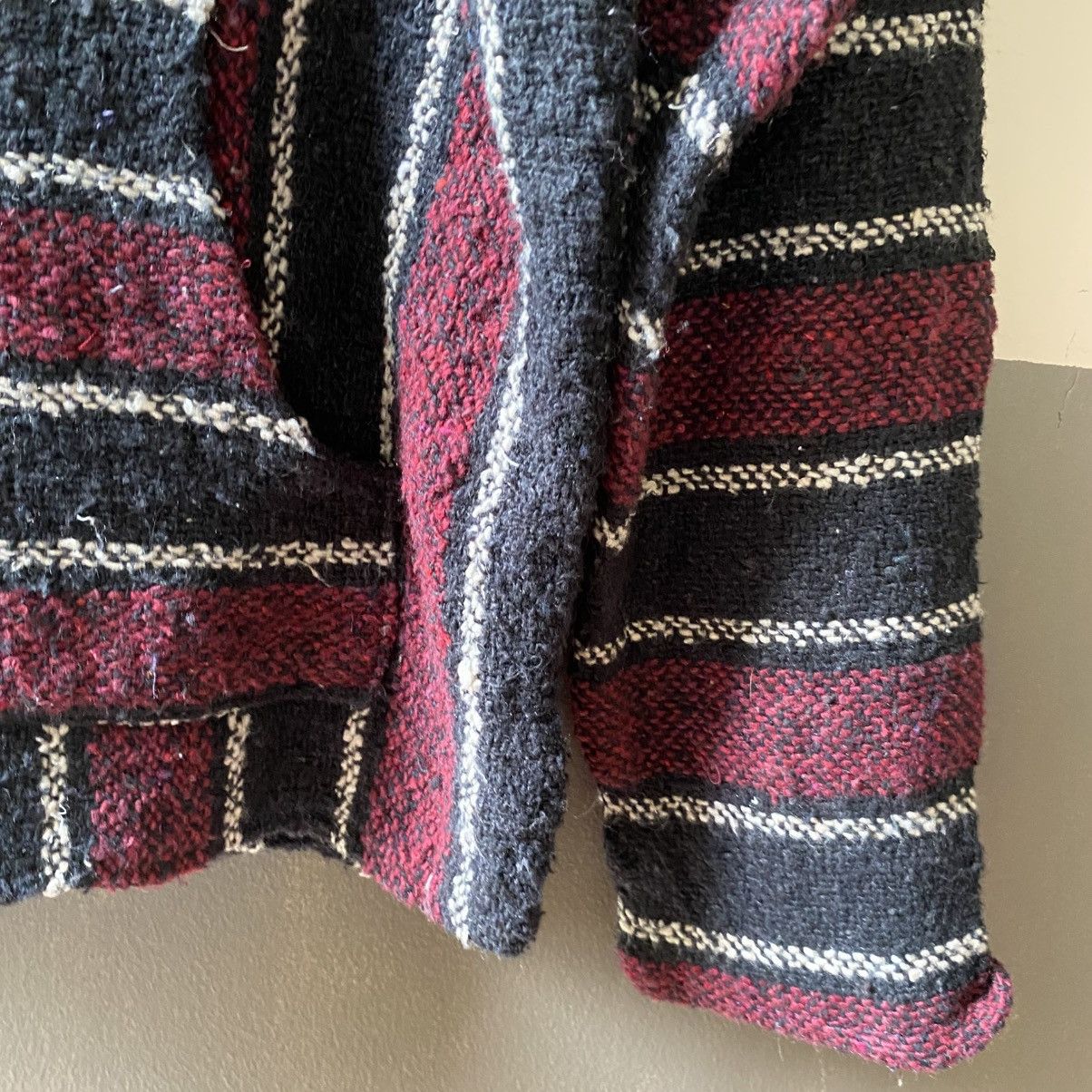 Vintage Burgundy & Navy Striped Baja Hoodie Pullover Size US M / EU 48-50 / 2 - 5 Thumbnail