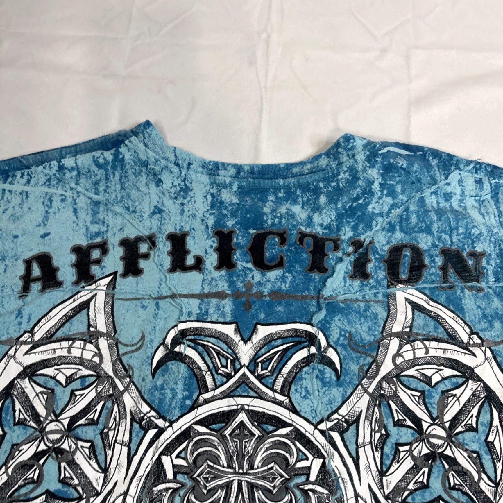 Affliction Affliction Live Fast T-Shirt Adult XL Short Sleeve Light Blue Grunge Y2K Logo Mens Size US XL / EU 56 / 4 - 3 Thumbnail