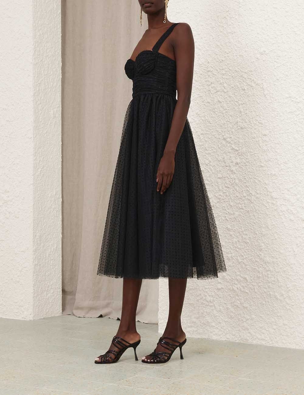 Zimmermann oc11z0825 Tulle Midi Dress in Black Size M / US 6-8 / IT 42-44 - 3 Thumbnail