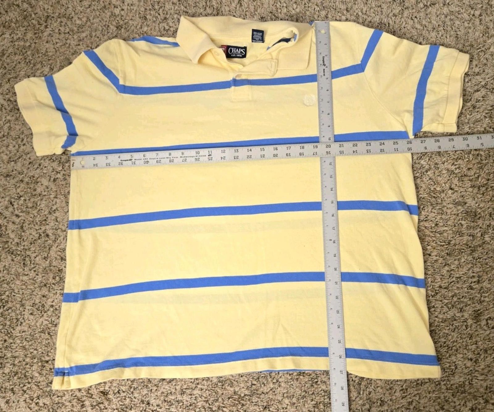 Chaps Chaps Golf Polo Shirt XXL 2X 2XL Pastel Yellow Blue Strip Size US XXL / EU 58 / 5 - 12 Thumbnail