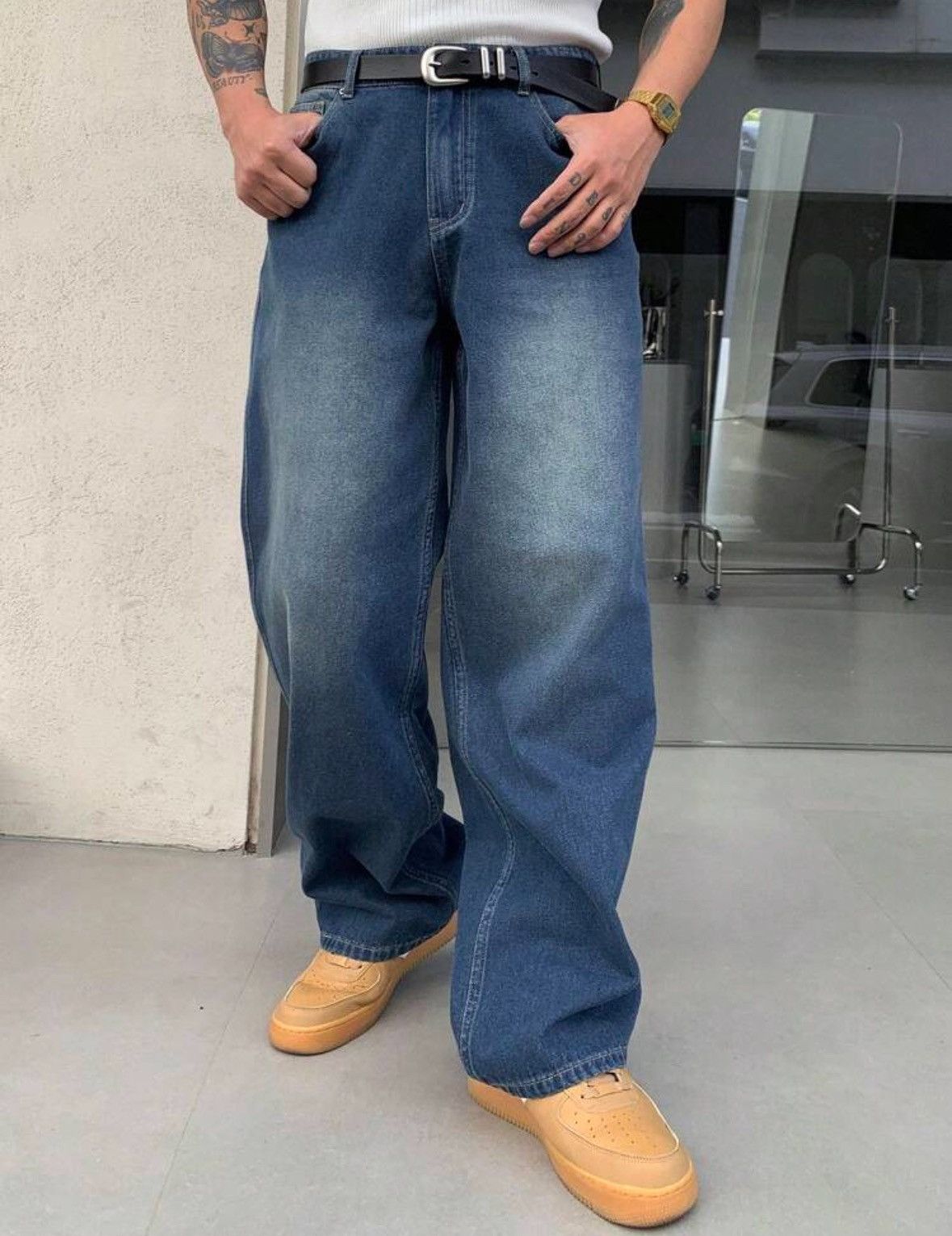 Jean × Vintage Blue Stack Baggy Jeans Size US 32 / EU 48 - 4 Thumbnail