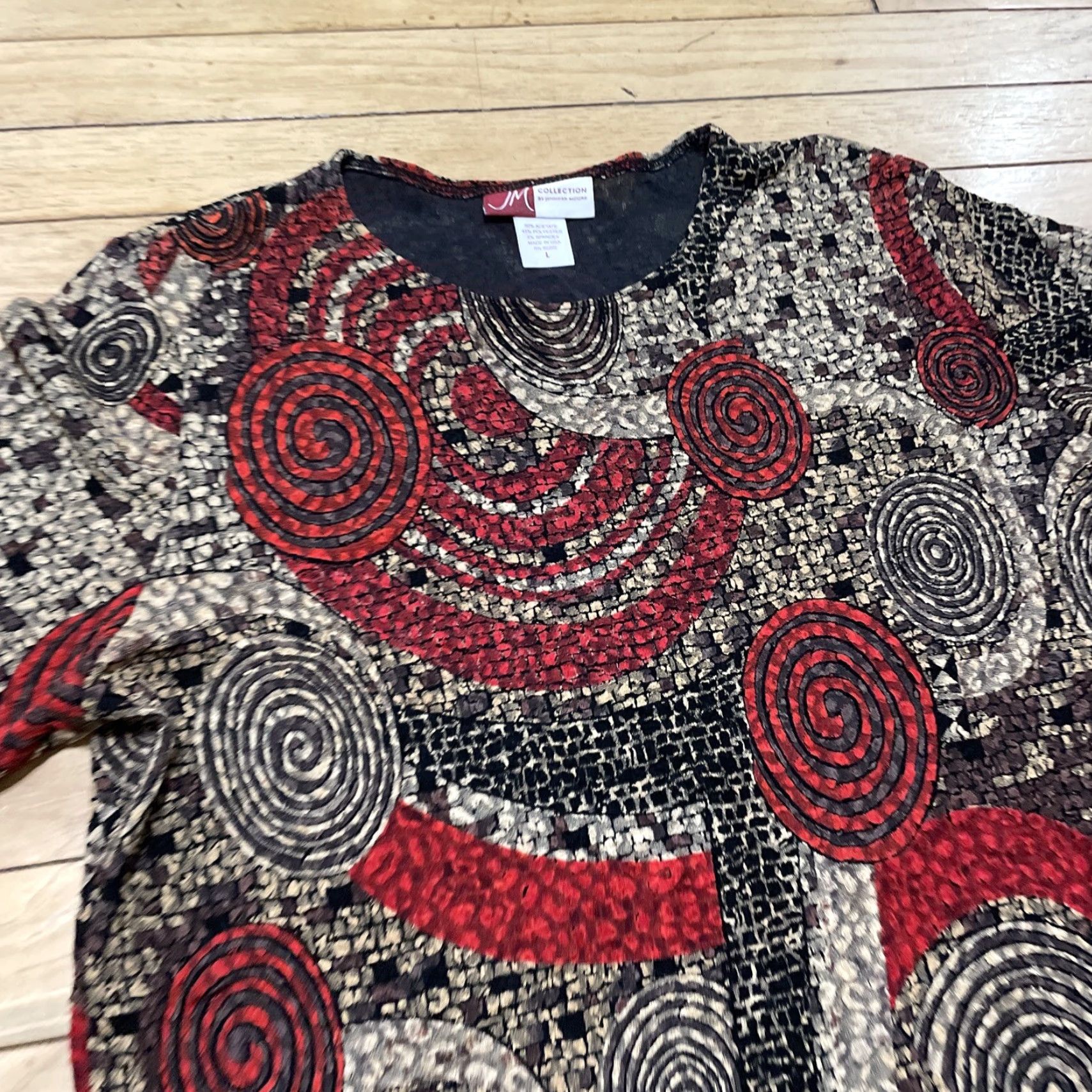 JM Collection JM Collection Top Womens L Made USA Vtg Y2k Abstract Fairy Boho 90s Flowy Large Shirt Multicolor Geometric Crew Neck 3/4 Sleeve Casual Womens Size L / US 10 / IT 46 - 3 Thumbnail