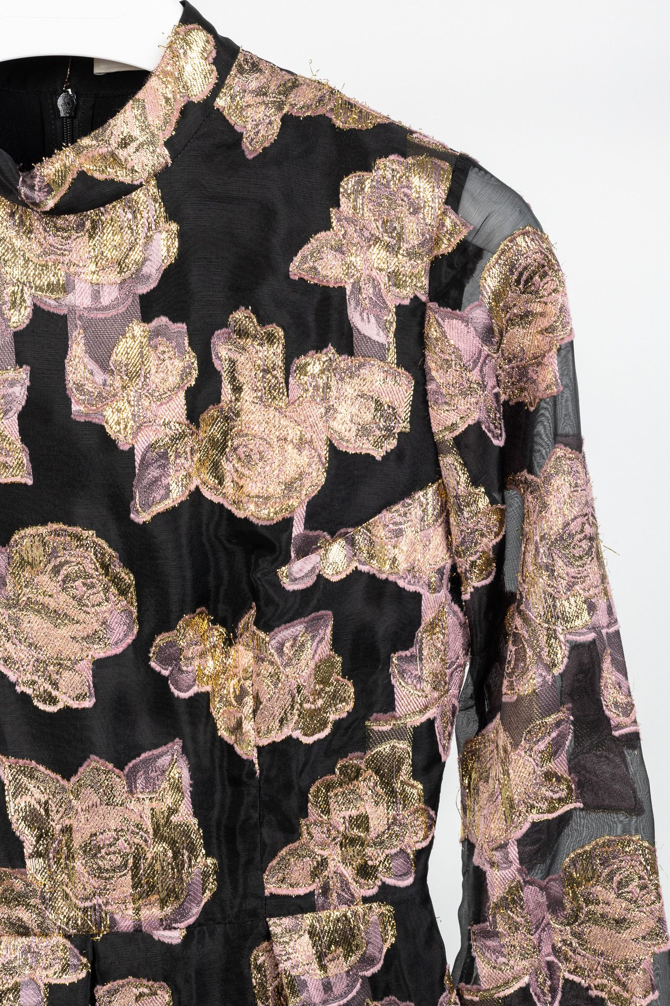 Erdem Erdem Effie Black Metallic Floral-Fil Coupe Organza Dress Size S / US 4 / IT 40 - 4 Thumbnail