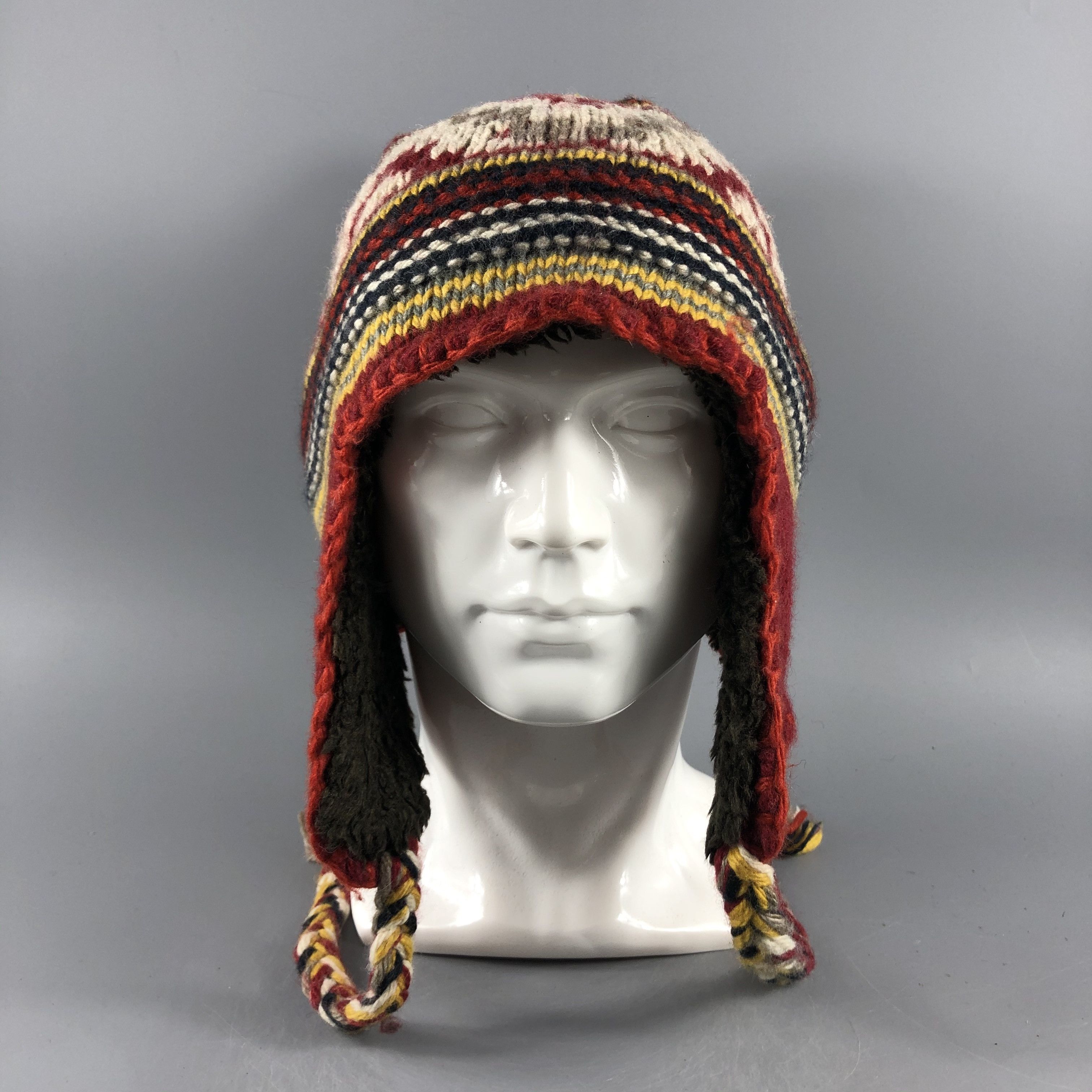 Japanese Brand × Other × Vintage Ear Flap Hat Fair Isle Beanie Snow Hat Snow Cap -D261 Size ONE SIZE - 6 Thumbnail