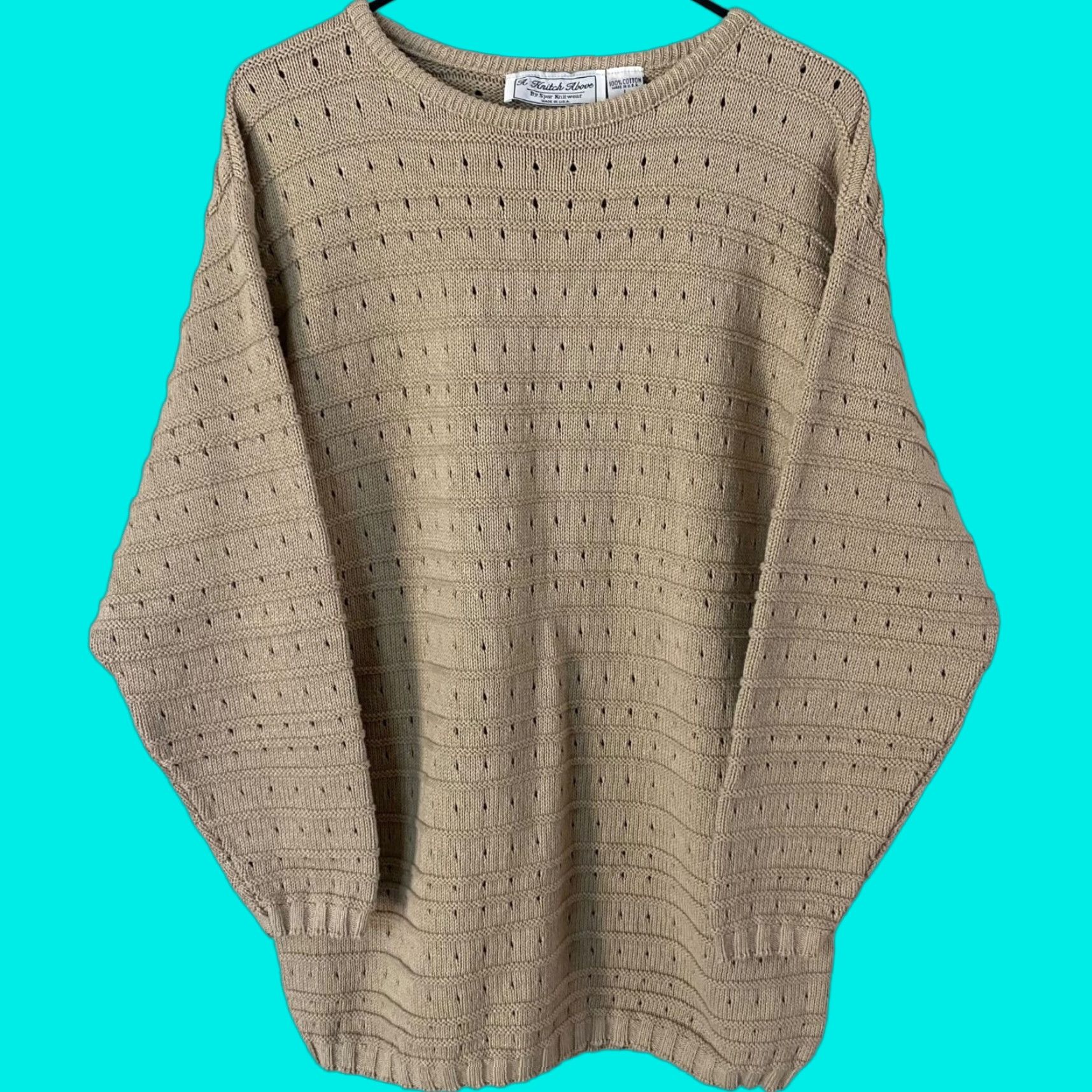 Vintage VINTAGE A Knitch Above Spar Knit Wear Sweater Tan Womens Large Cotton USA Size L / US 10 / IT 46 - 1 Thumbnail