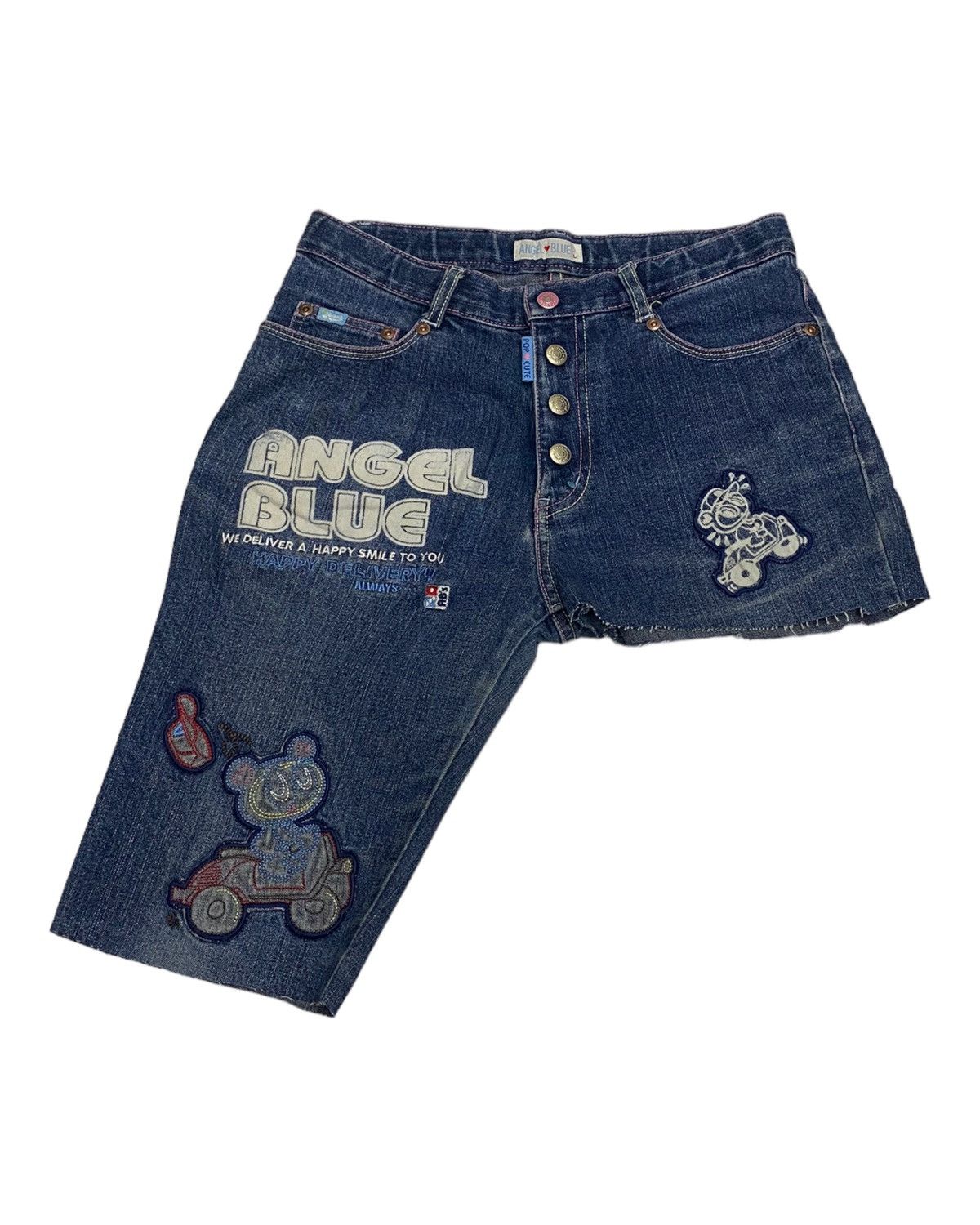 Angel Blue 🔥ANGEL BLUE☠️DISTRESSED CRAZY CUT DENIM SHORT JEANS Size 27" / US 4 / IT 40 - 1 Thumbnail