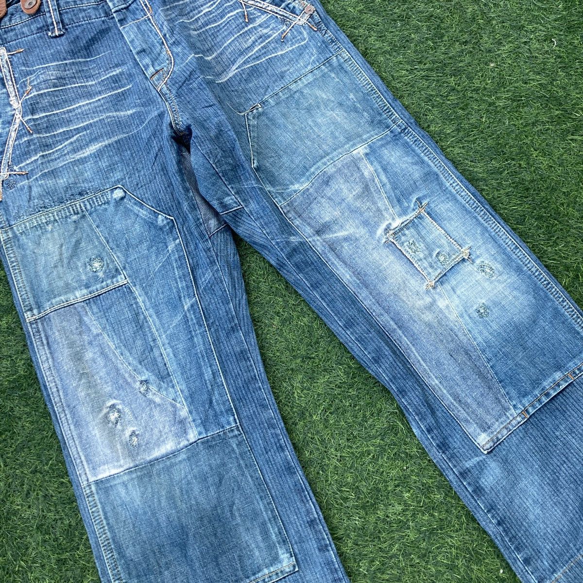 If Six Was Nine DISTRESSED BARTACK DOUBLE KNEE JEANS Size US 33 - 4 Thumbnail