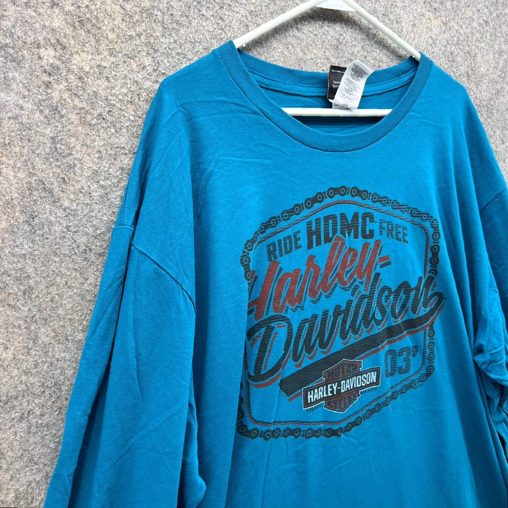 Harley Davidson Harley-Davidson Shirt Men 4XL Blue Crewneck Long Sleeve T-Shirt Motorcycle Logo Pockets Casual Regular Fit Size US XXL / EU 58 / 5 - 5 Thumbnail