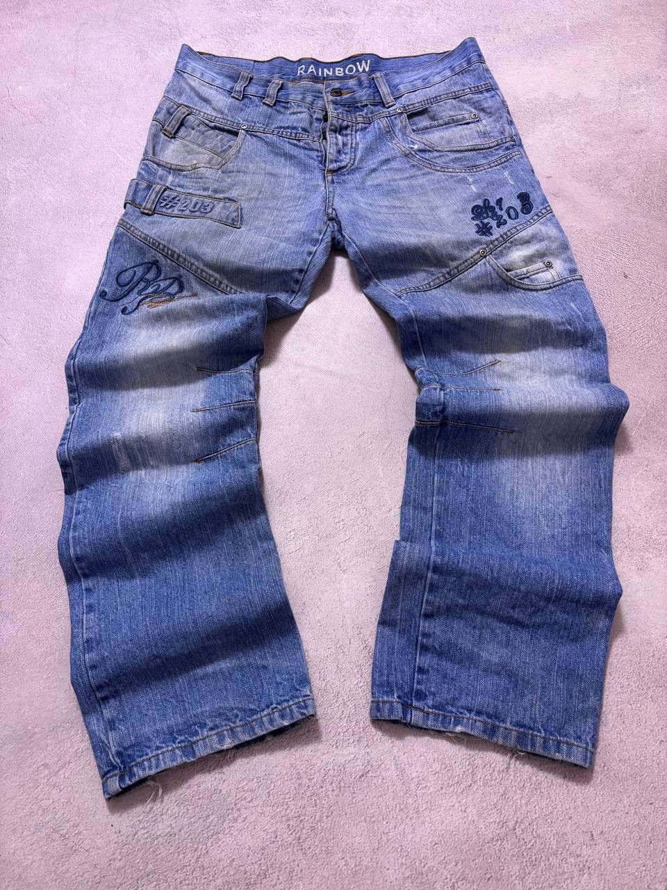 Pre-owned Avant Garde Multipocket Baggy Tornado Mart Style Y2k Jeans In Faded Blue