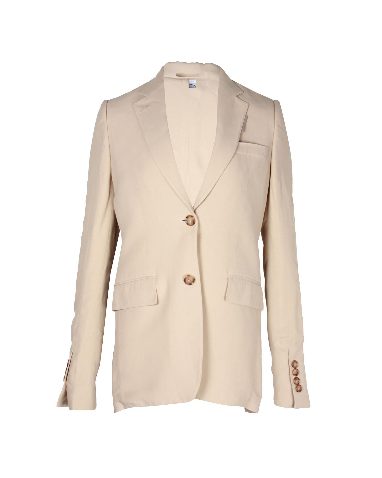 image of Burberry Single-Breasted Beige Blazer In Viscose, Women's (Size XS)