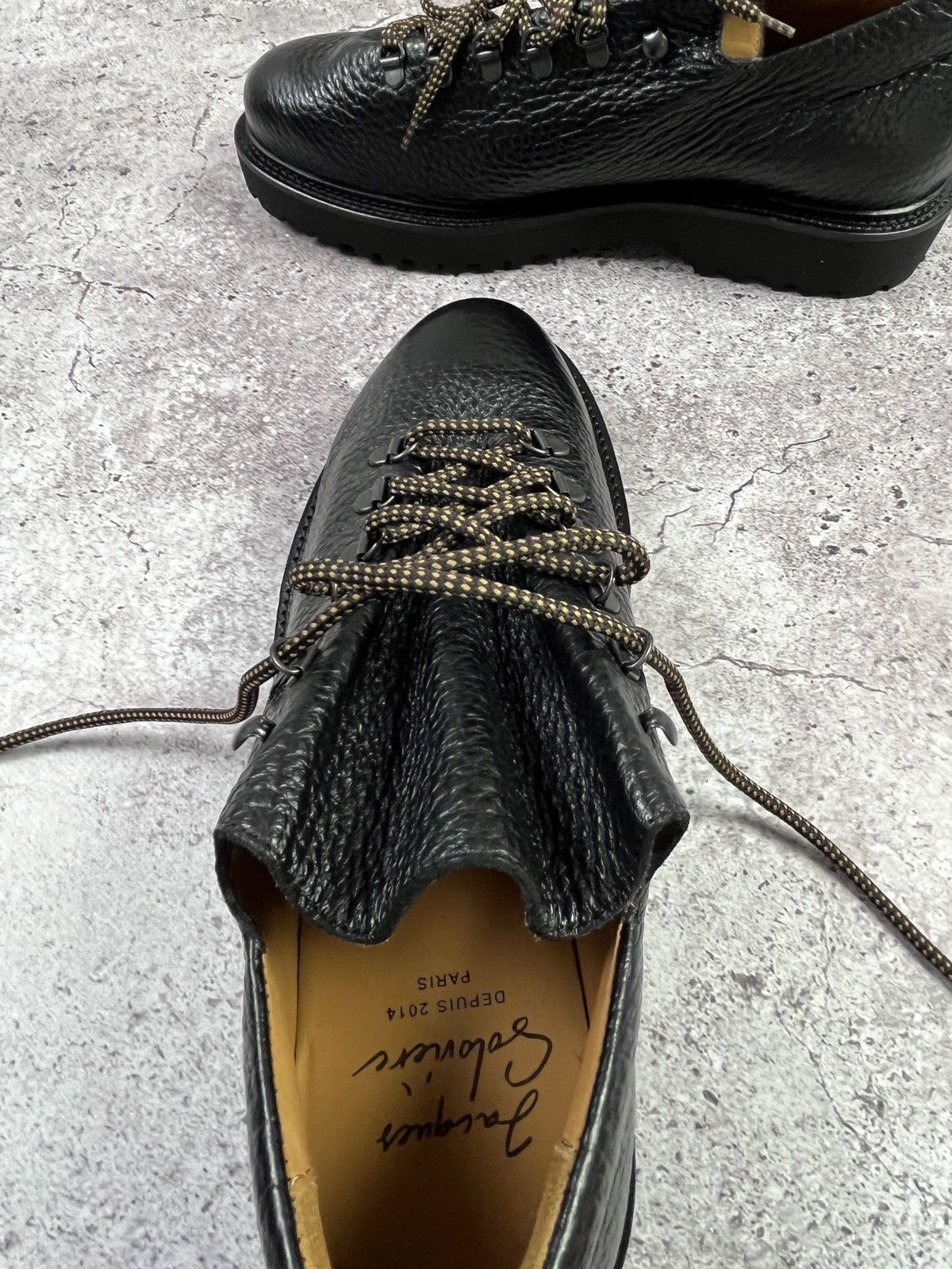 Jacques Soloviere Jacques Solovière Paris Black Leather Derby Shoes Oxfords Size US 15 / EU 48 - 6 Thumbnail