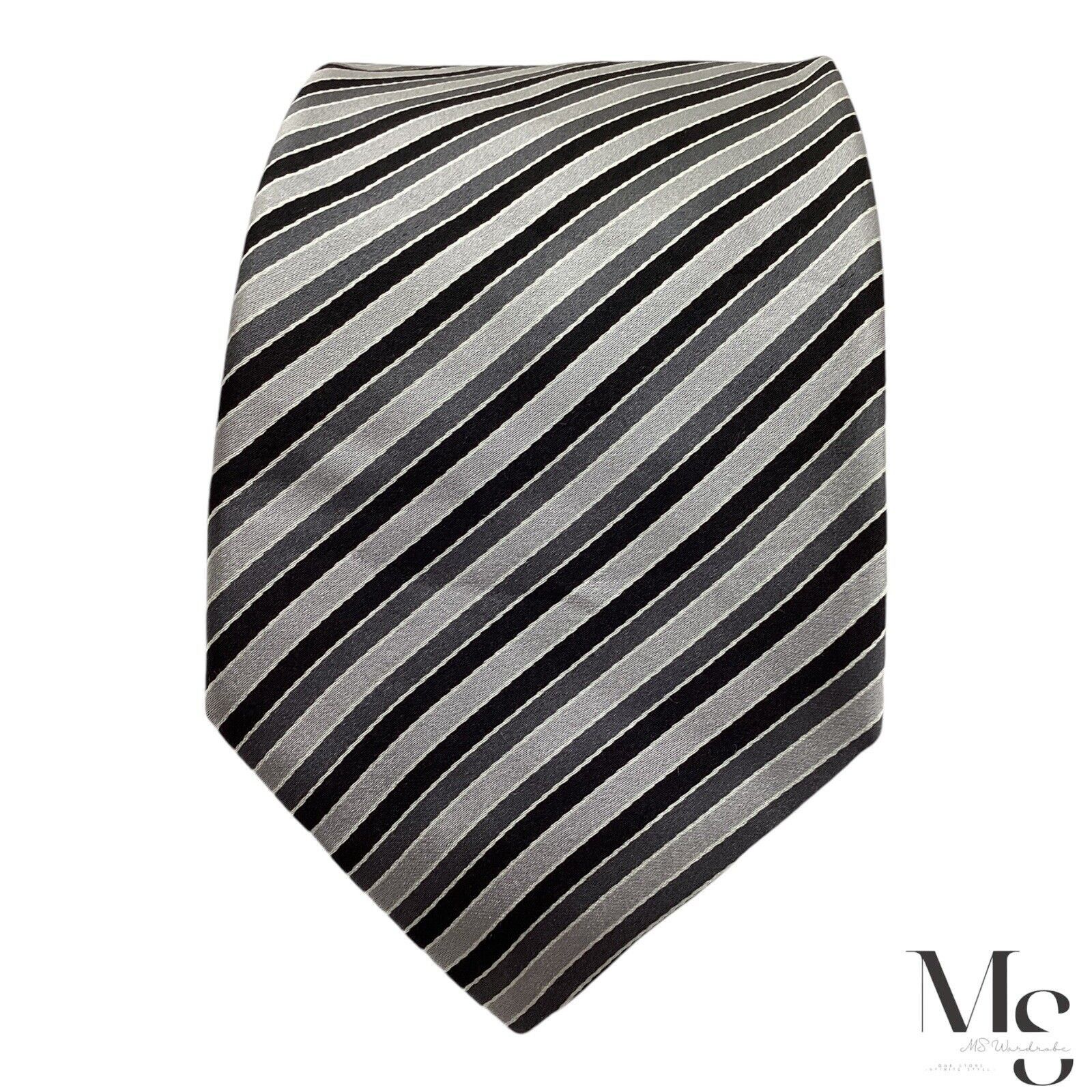 Brioni BRIONI XL Gray Striped Silk Tie Made In Italy W: 3.5" EX CON Size ONE SIZE - 3 Thumbnail