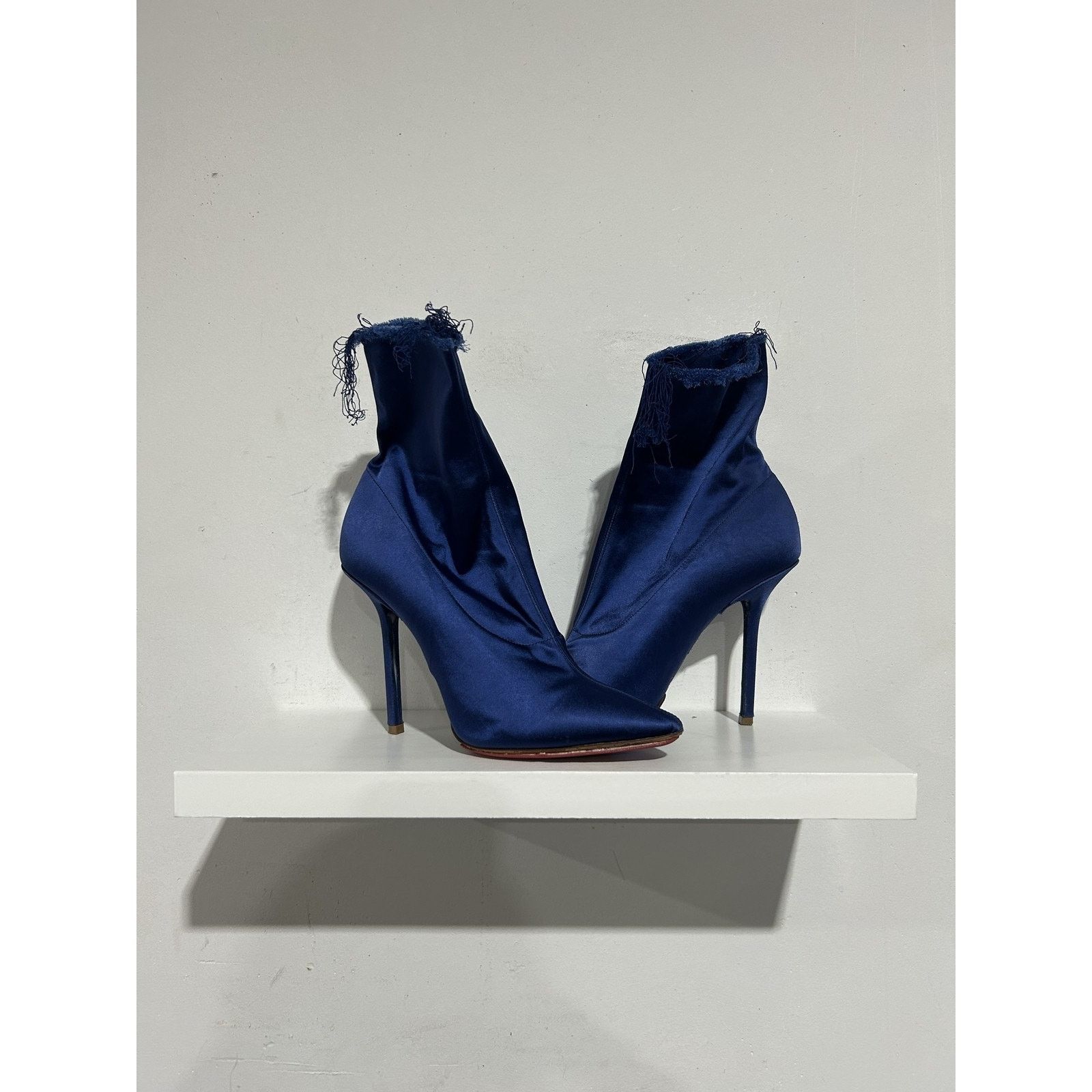 Vetements Vetements Raw-Edge Blue Satin Ankle Boots Size 39 Size US 9 / IT 39 - 1 Thumbnail