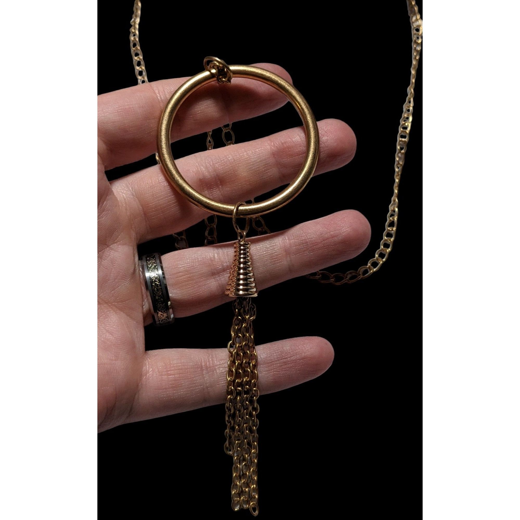 Other Bohemian Gold Hoop Pendant Tassel Neckalce Size ONE SIZE - 5 Thumbnail