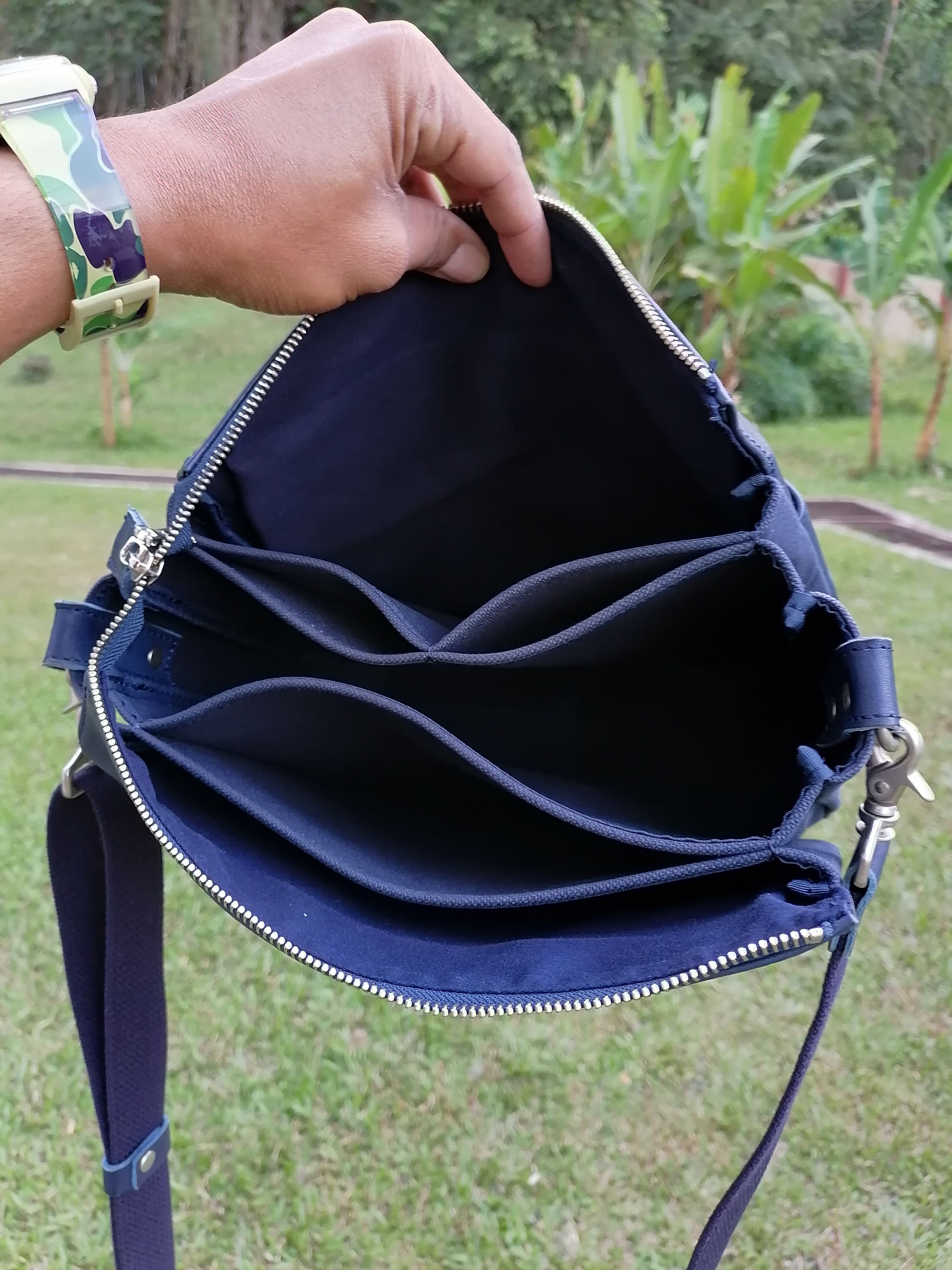 Japanese Brand Japan Leather Craft Baggy Port Canvas Leather Crossbody Bag Size ONE SIZE - 5 Thumbnail