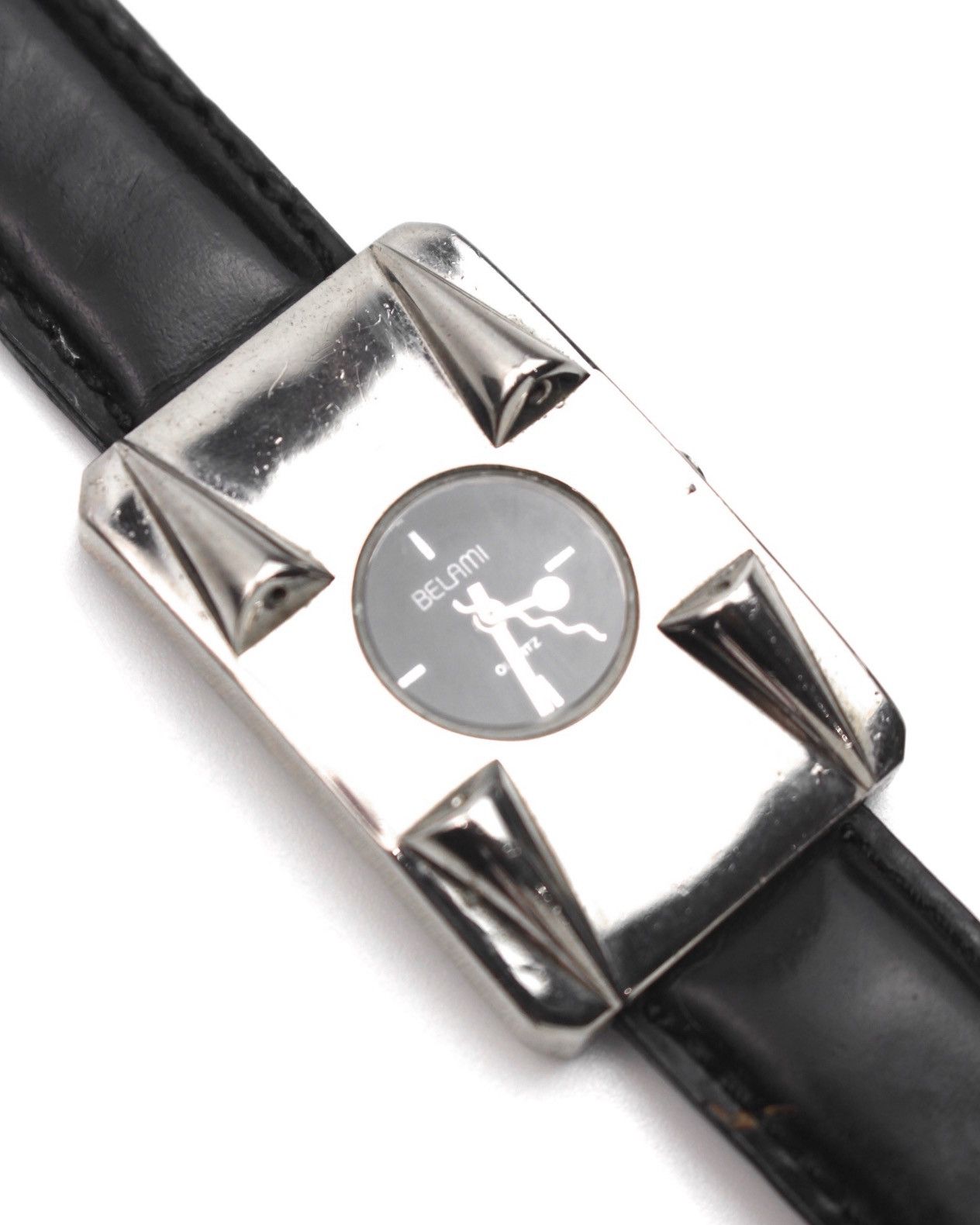 If Six Was Nine 1990S BELAMI PYRAMID STUDS SILVER-TONE LEATHER WATCH Size ONE SIZE - 4 Thumbnail