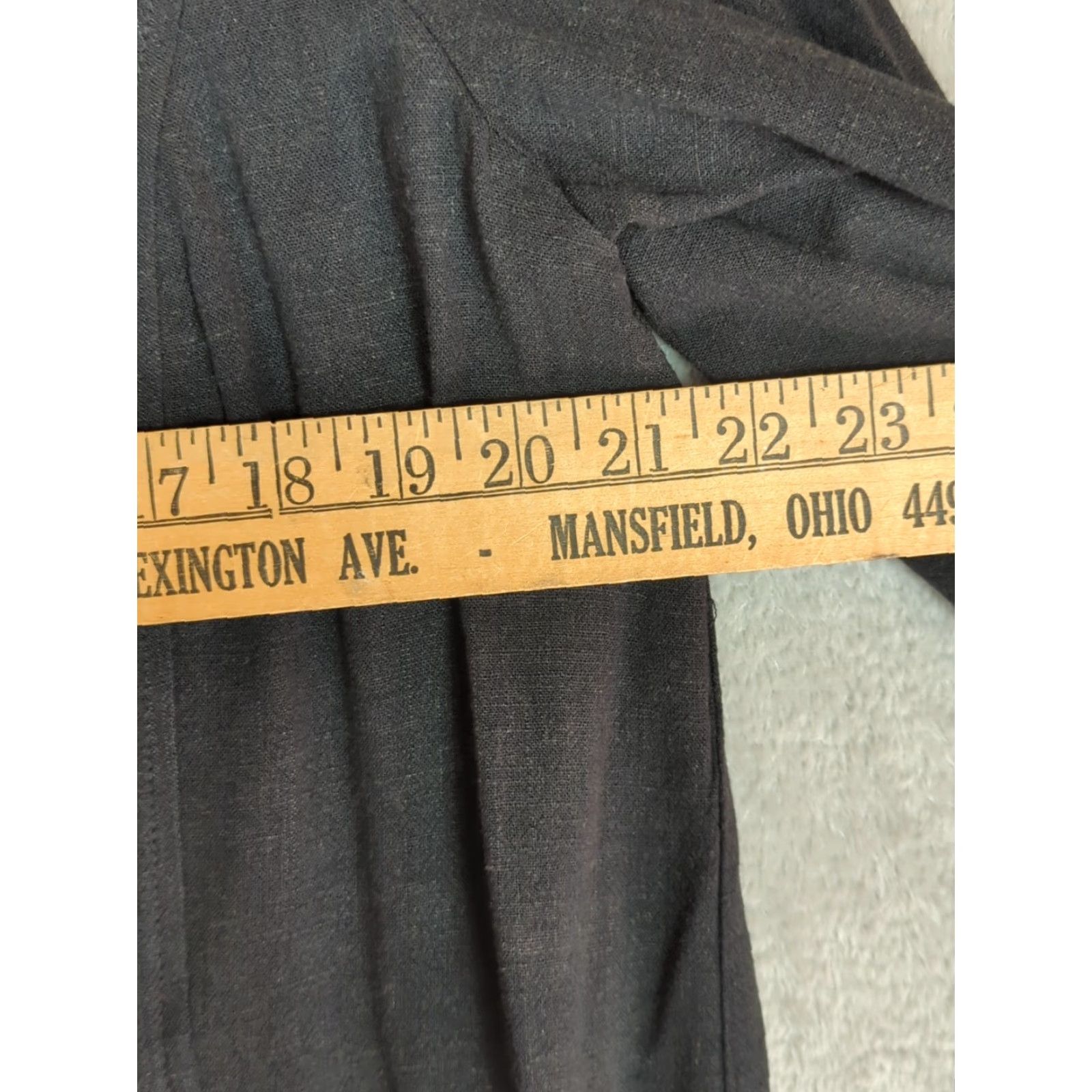 Vintage LOGO LINENS by Lori Goldstein black linen blend open jacket Shirt Womens M Black Solid Minimalist Classic Lagenlook Open - Wait Size M / US 6-8 / IT 42-44 - 6 Thumbnail