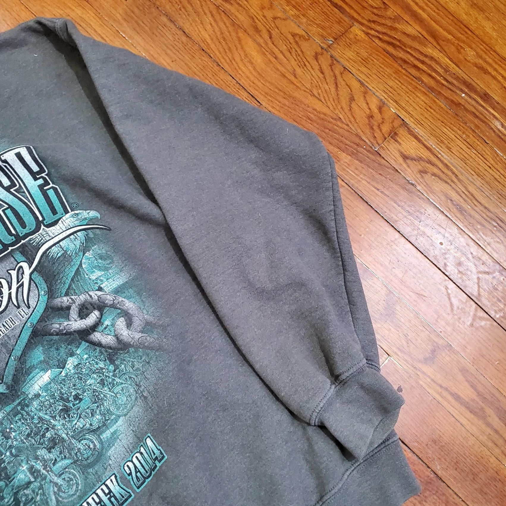 Gildan IRON HORSE SALOON Gildan Hoodie Sweatshirt Mens Large Gray Full Zip Bike Week 2014 Size US L / EU 52-54 / 3 - 3 Thumbnail
