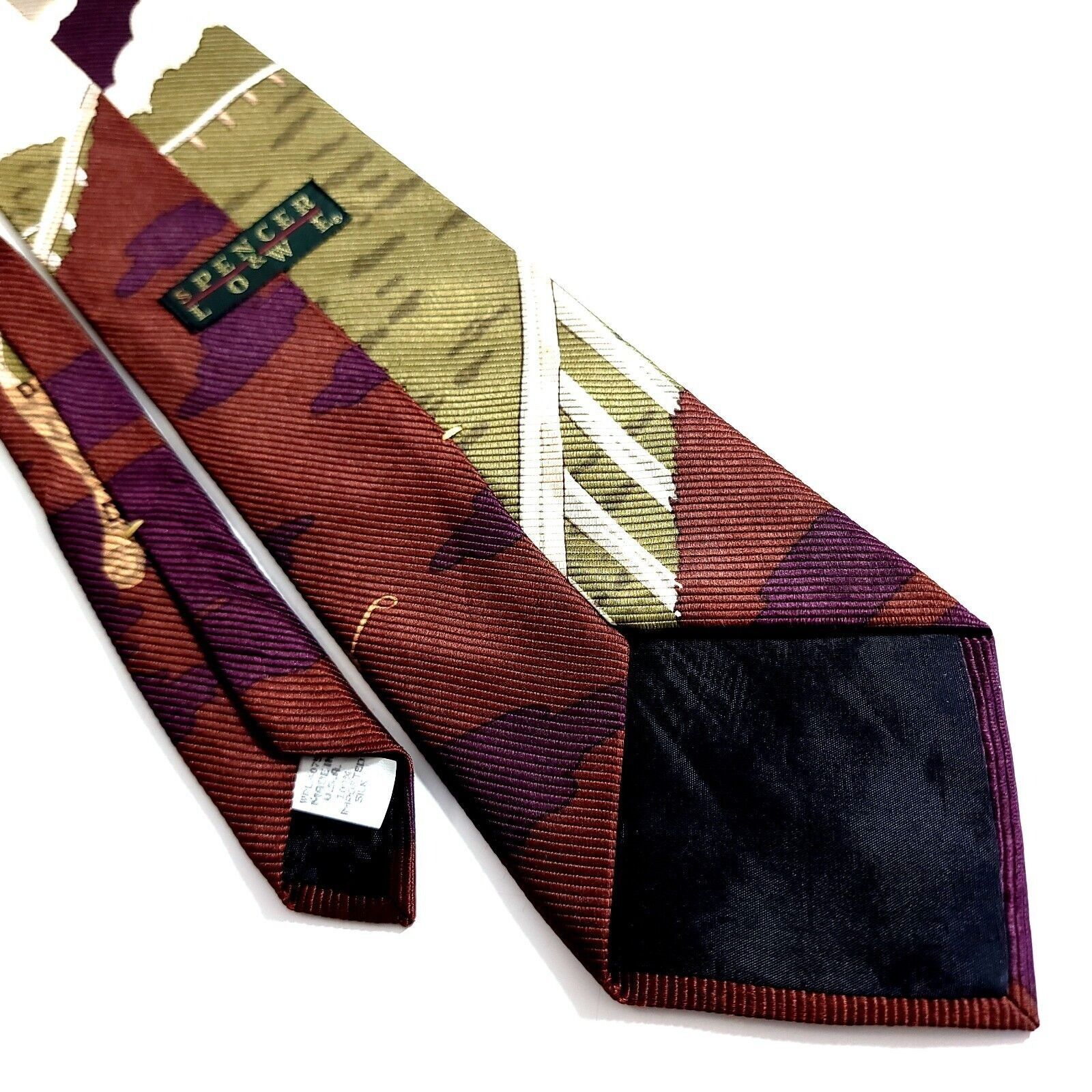 Vintage Spencer & Lowe Woven Red Brown Horse & Jockey Wide Silk Tie Size ONE SIZE - 5 Thumbnail