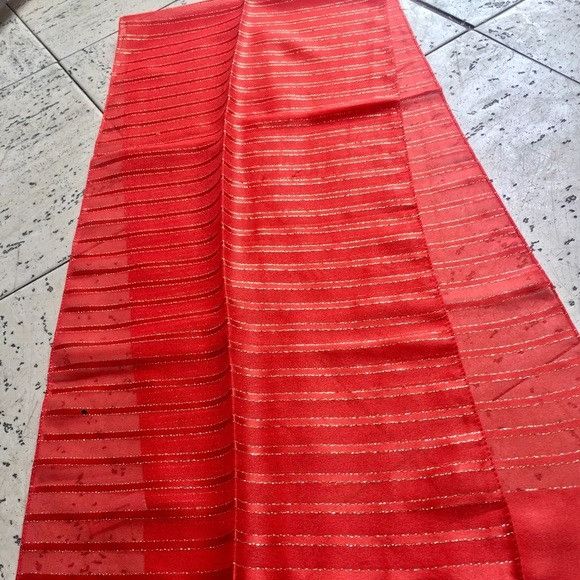 Vintage Vintage Red Metallic Stripe Scarf Handkerchief Size ONE SIZE - 3 Thumbnail
