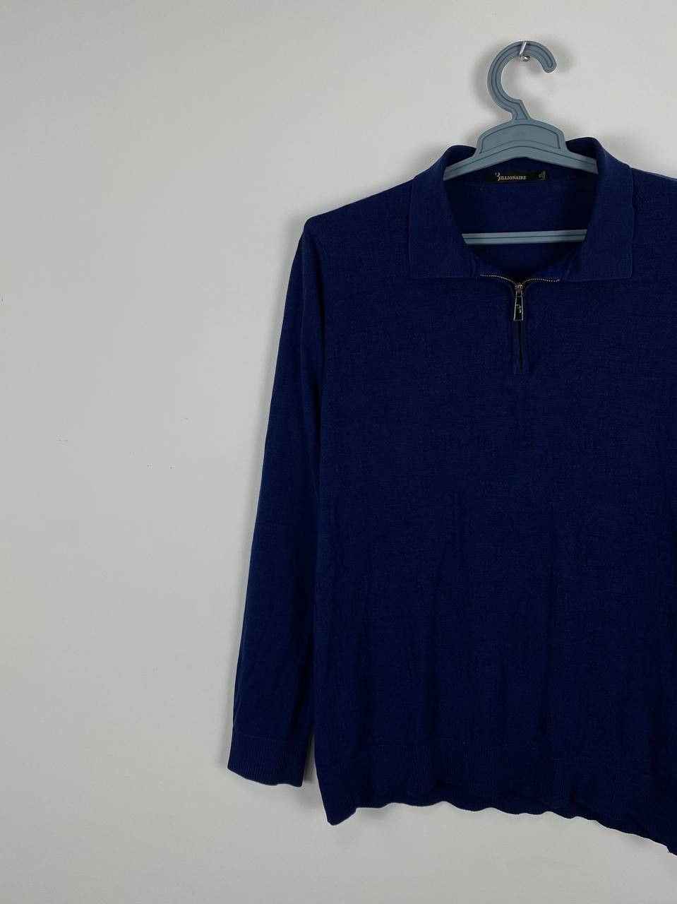 Billionaire Couture Billionaire Wool Polo Sweater Logo Navy Made In Italy Size US XL / EU 56 / 4 - 3 Thumbnail