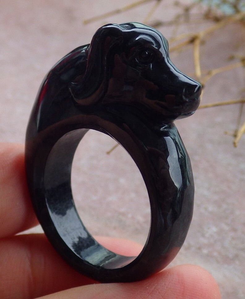 Other 107358 VS Certified Jadeite Jade Dog Round Circle Ring No.12 Size ONE SIZE - 3 Thumbnail