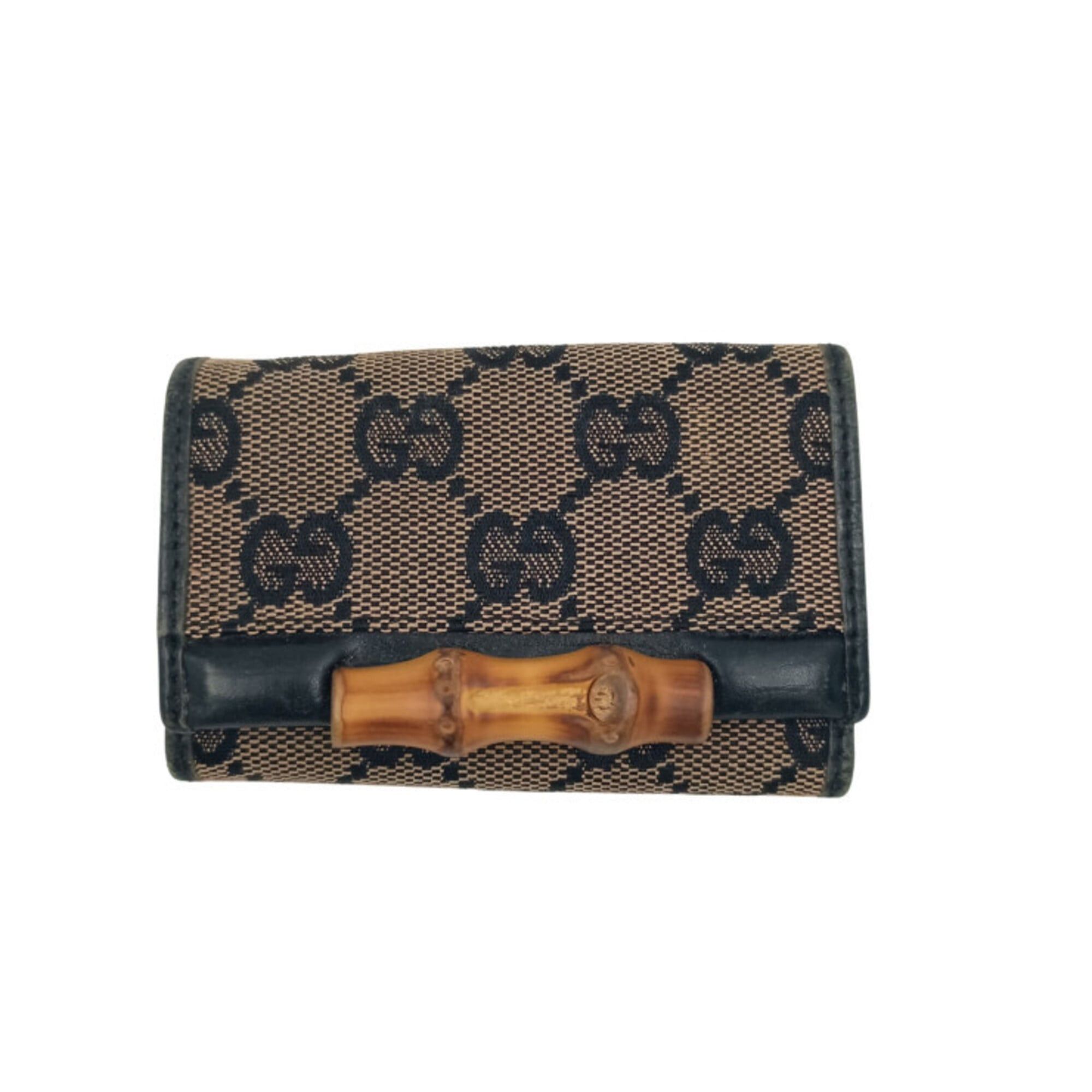 Gucci GUCCI Bamboo Key Case 112552.2149 Brown Black GG Canvas Leather Men's Women's 6-Key Size ONE SIZE - 1 Thumbnail