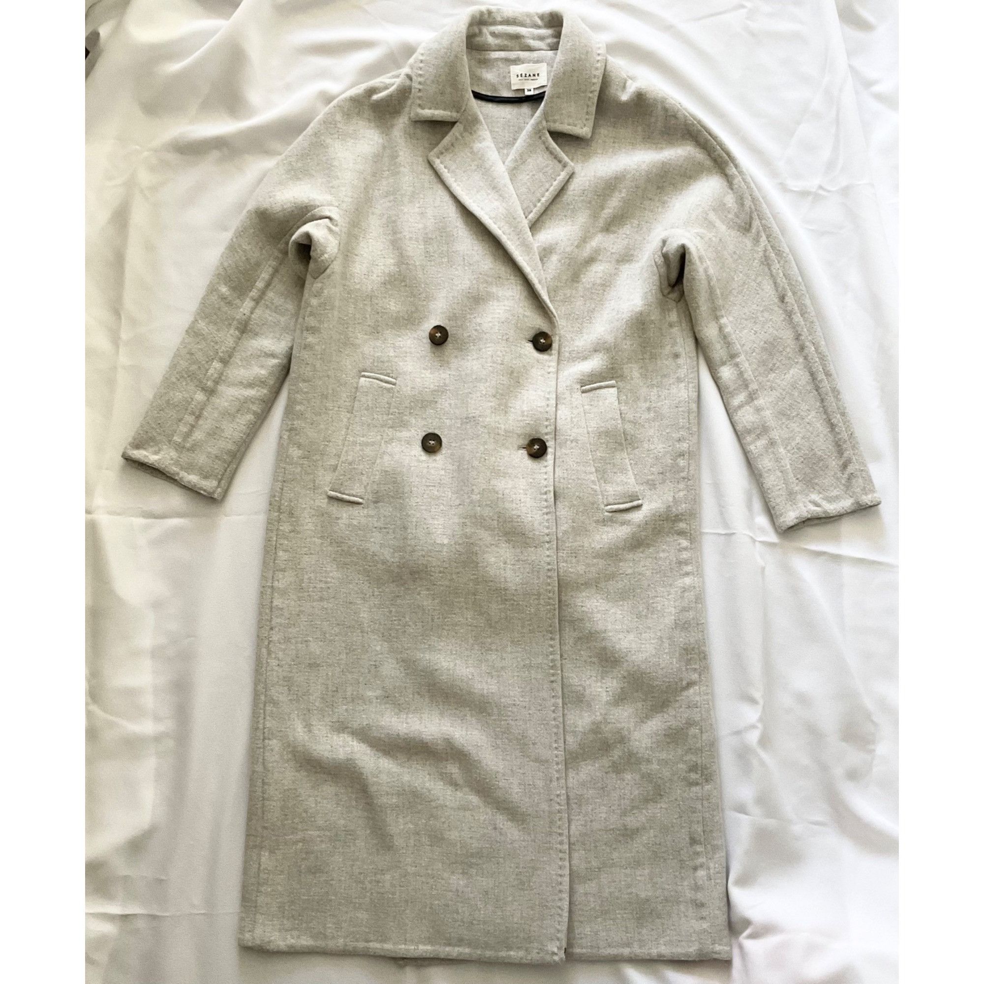 Sezane Sezane Jim wool grey long coat SZ38 US 6 OVERSIZE bust 42 Size M / US 6-8 / IT 42-44 - 2 Thumbnail