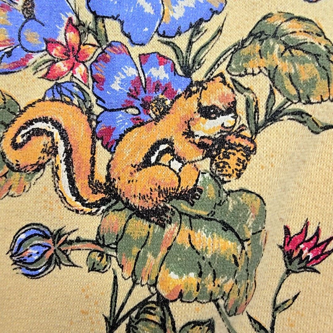 Vintage Vintage Squirrel Spring Floral Sweatshirt Yellow Graphic L Size L / US 10 / IT 46 - 12 Thumbnail