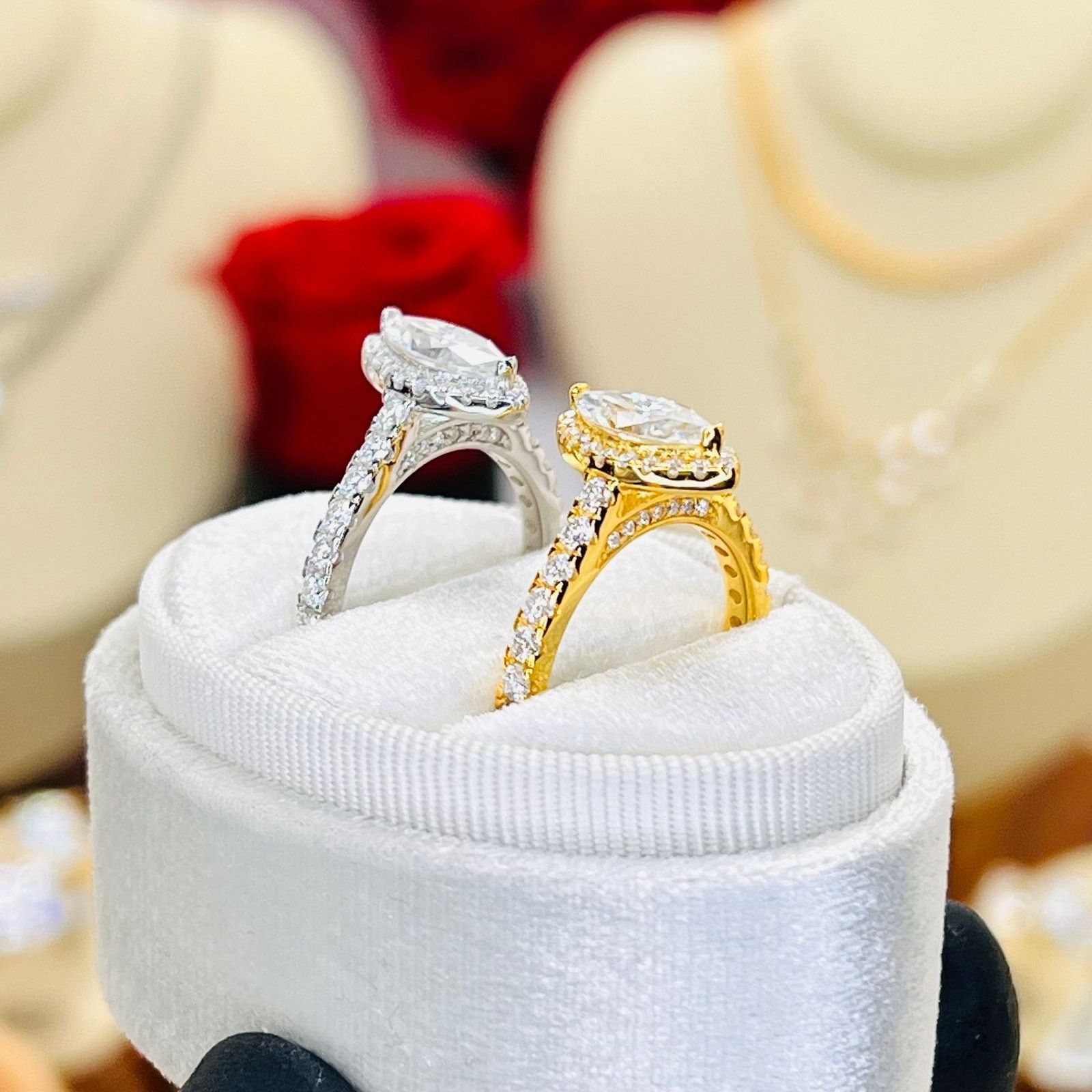 Other 1.86ctw Marquise Moissanite Halo Pavé Wedding Ring Size ONE SIZE - 2 Thumbnail