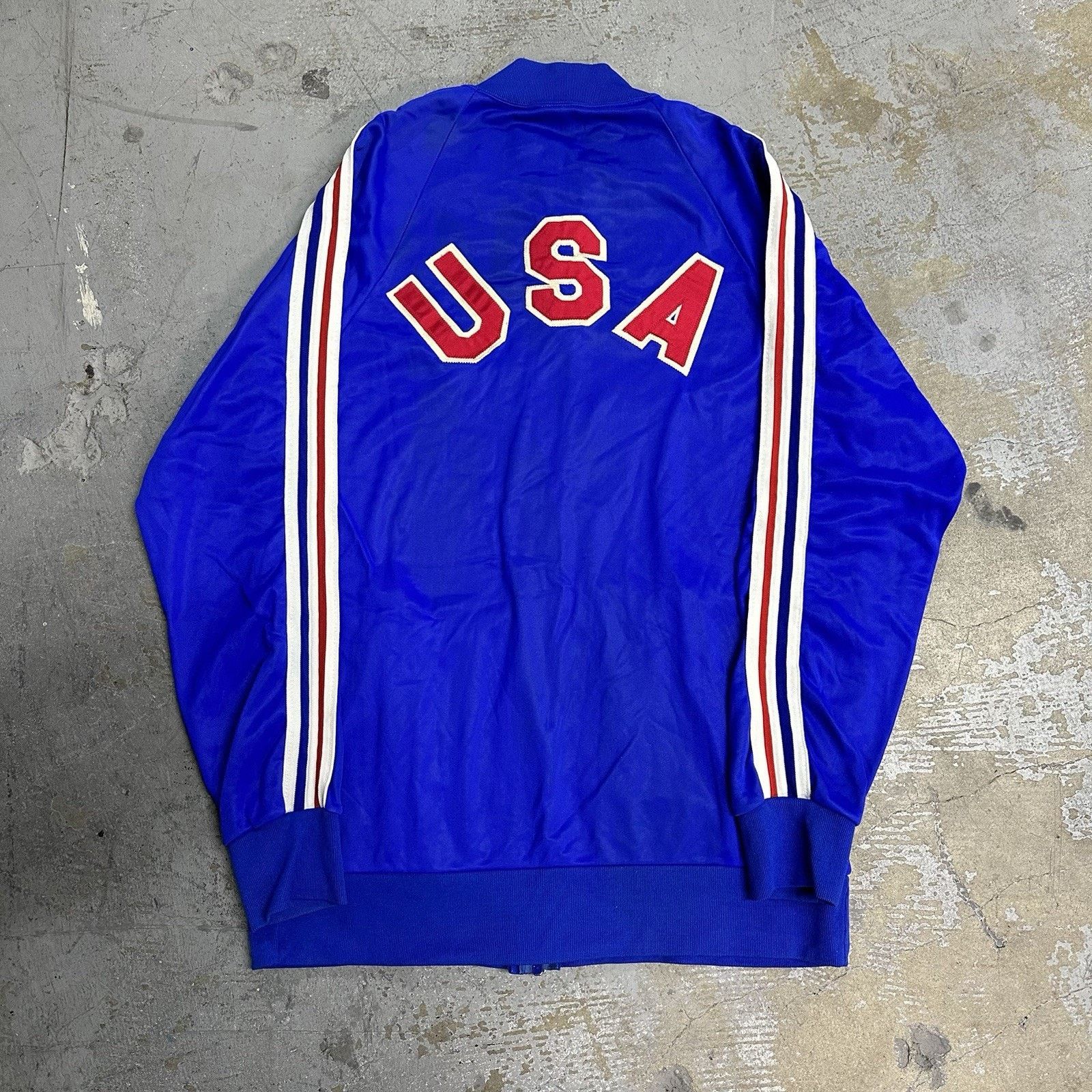 Adidas × Vintage Vintage 70s Adidas Ventex Team USA Track Jacket Sz L Size US L / EU 52-54 / 3 - 4 Thumbnail