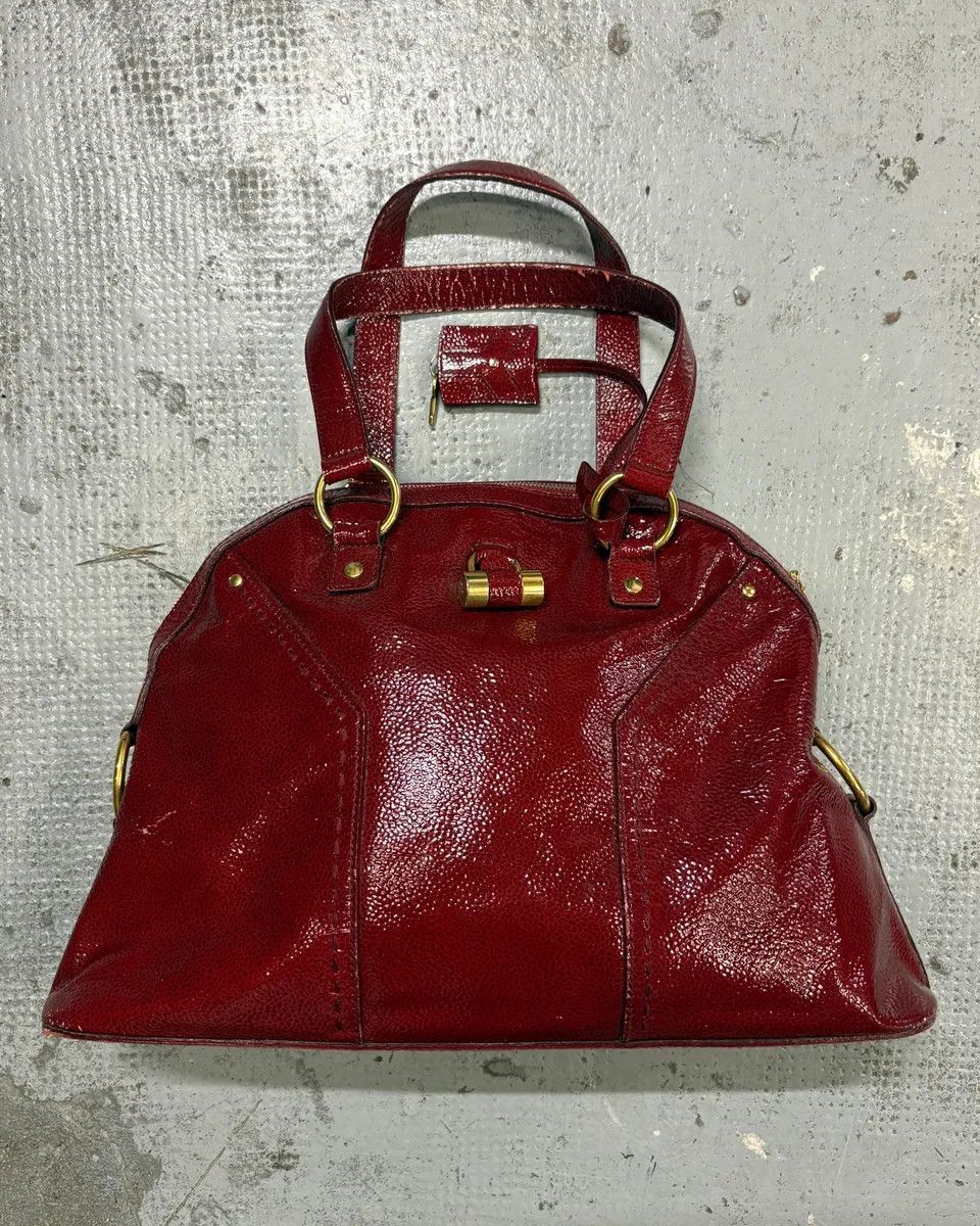 Yves Saint Laurent AW2008 Saint Laurent Bordeaux Patent Leather Muse Barrel Bag Size ONE SIZE - 1 Thumbnail