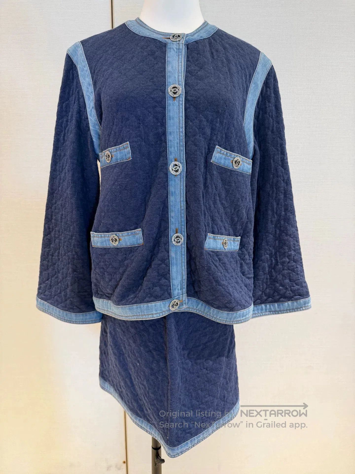 Chanel Chanel Blue Denim Quilted Skirt. Size US 36 / EU 52 - 1 Thumbnail