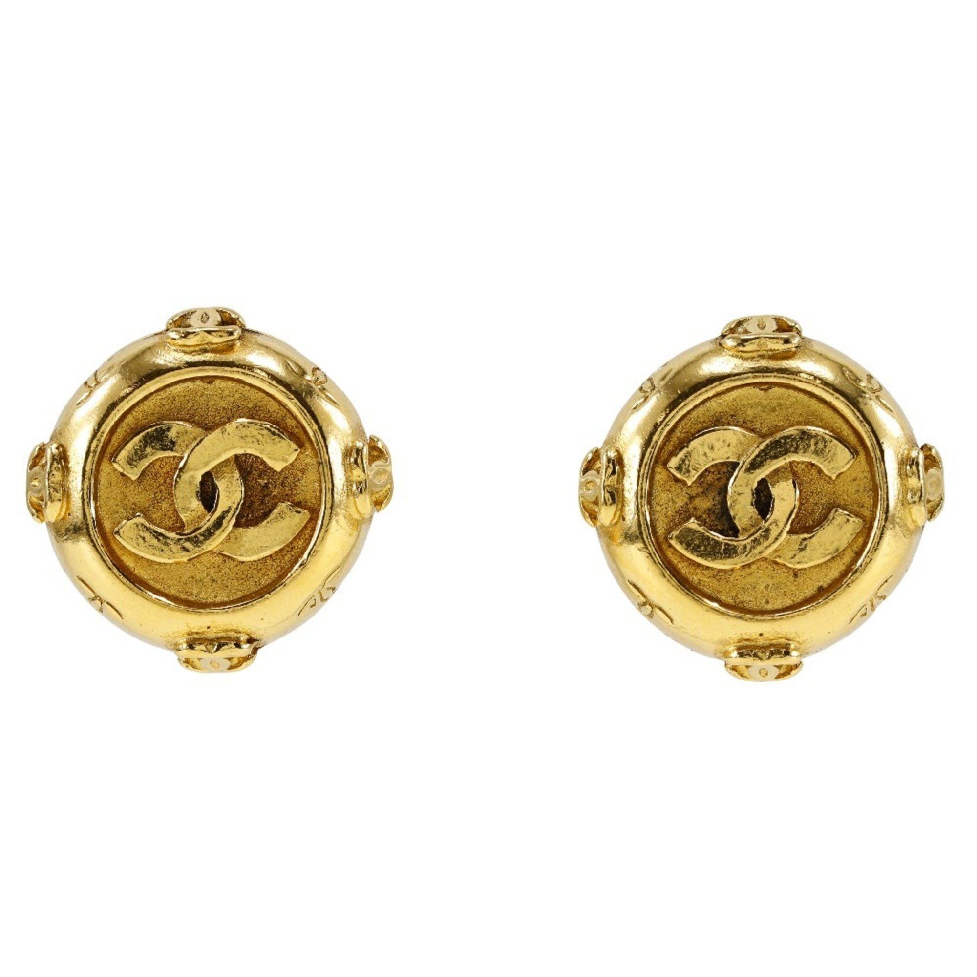 Chanel Coco Mark Earrings Gold Plated Approx. 20.7g COCO Women's