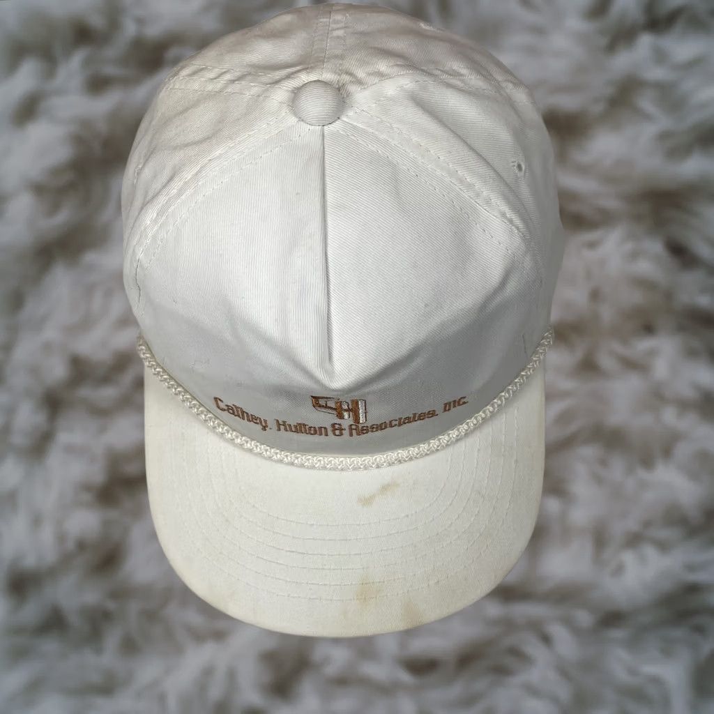 Roper VINTAGE YoungAn Cathey Hulton & Associates Trucker Hat Cap White Adjustable Rope Mens Size ONE SIZE - 1 Thumbnail