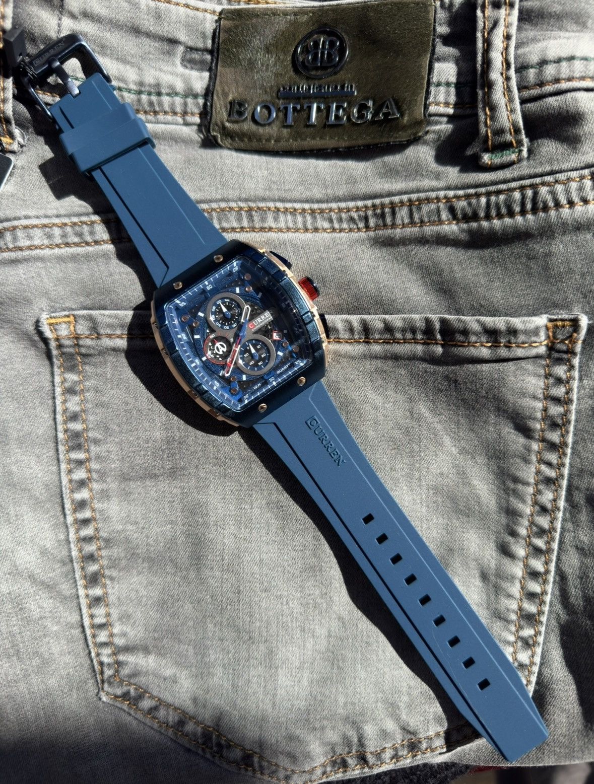 Curren Chronograph Navy Men's Sport Wristwatch Quartz Brand New Size ONE SIZE - 2 Thumbnail