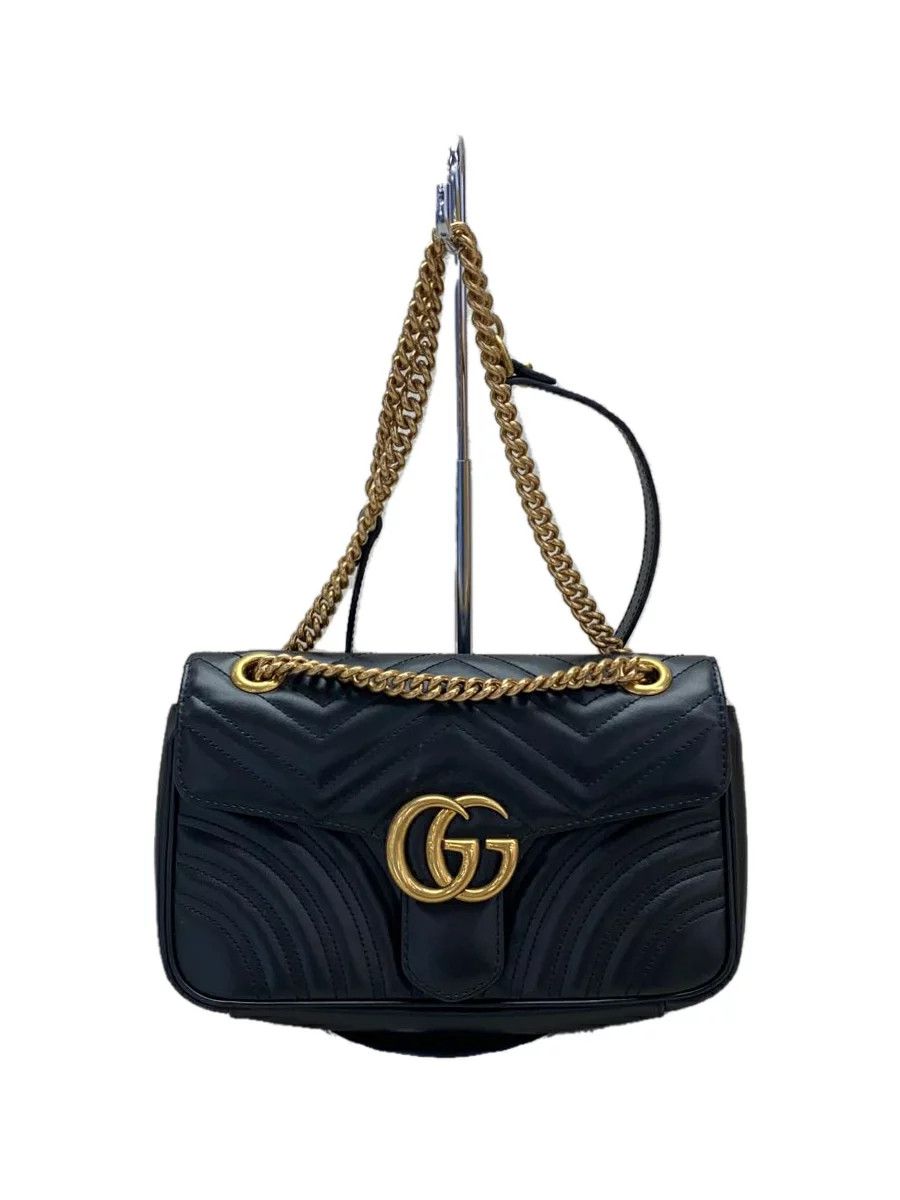 GUCCI Chain Quilted/Leather Shoulder Bag Black