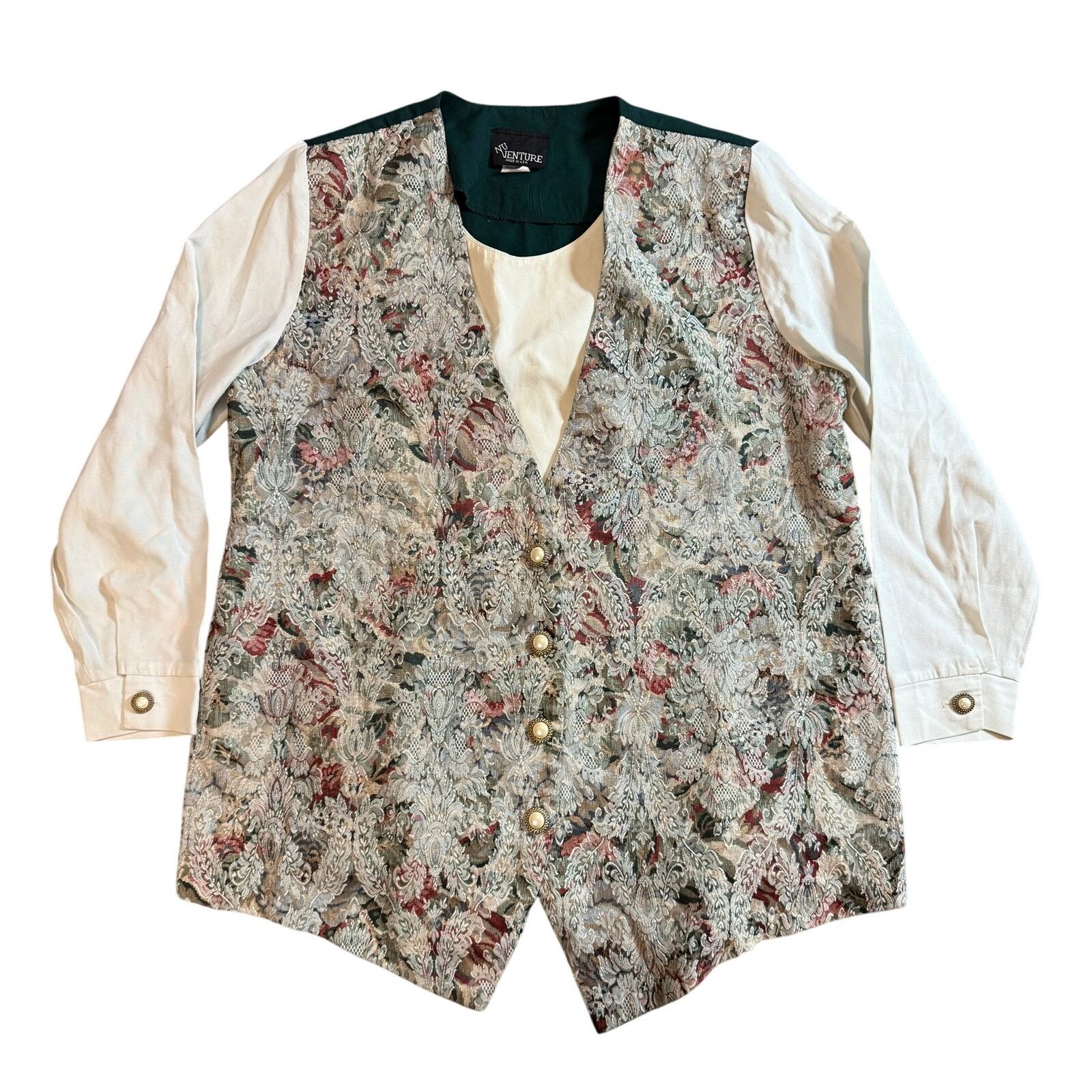 Vintage RARE Vintage 90's Nu Venture Floral Vest and Blouse Size M / US 6-8 / IT 42-44 - 1 Thumbnail