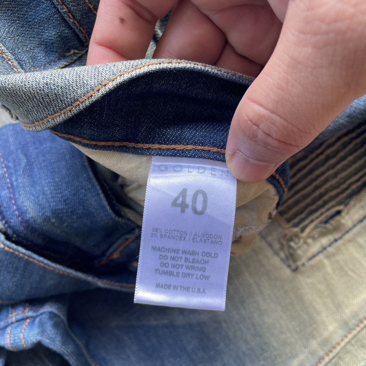 Beauty Beast × Jean W42💥 Vintage Golden Denim USA Double Knee Rusty Jeans Pants Size US 42 / EU 58 - 8 Thumbnail